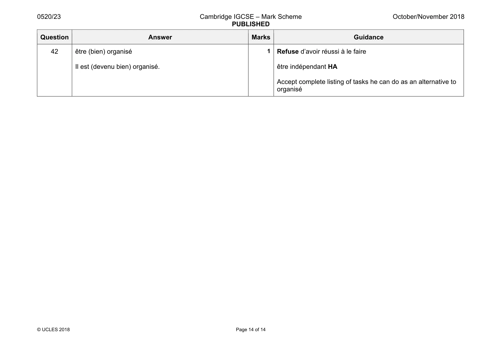 Mark scheme, page 14 of 14