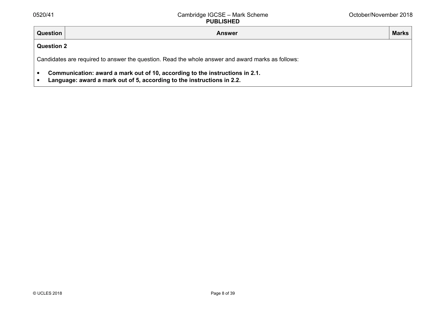 Mark scheme, page 8 of 39