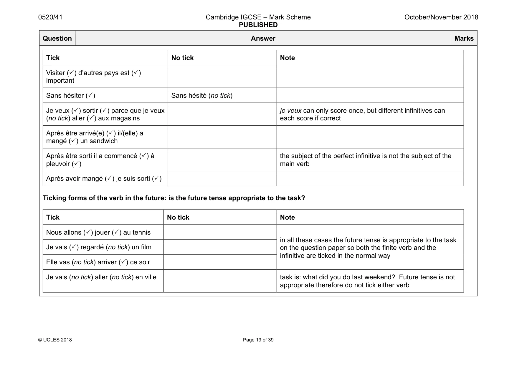 Mark scheme, page 19 of 39