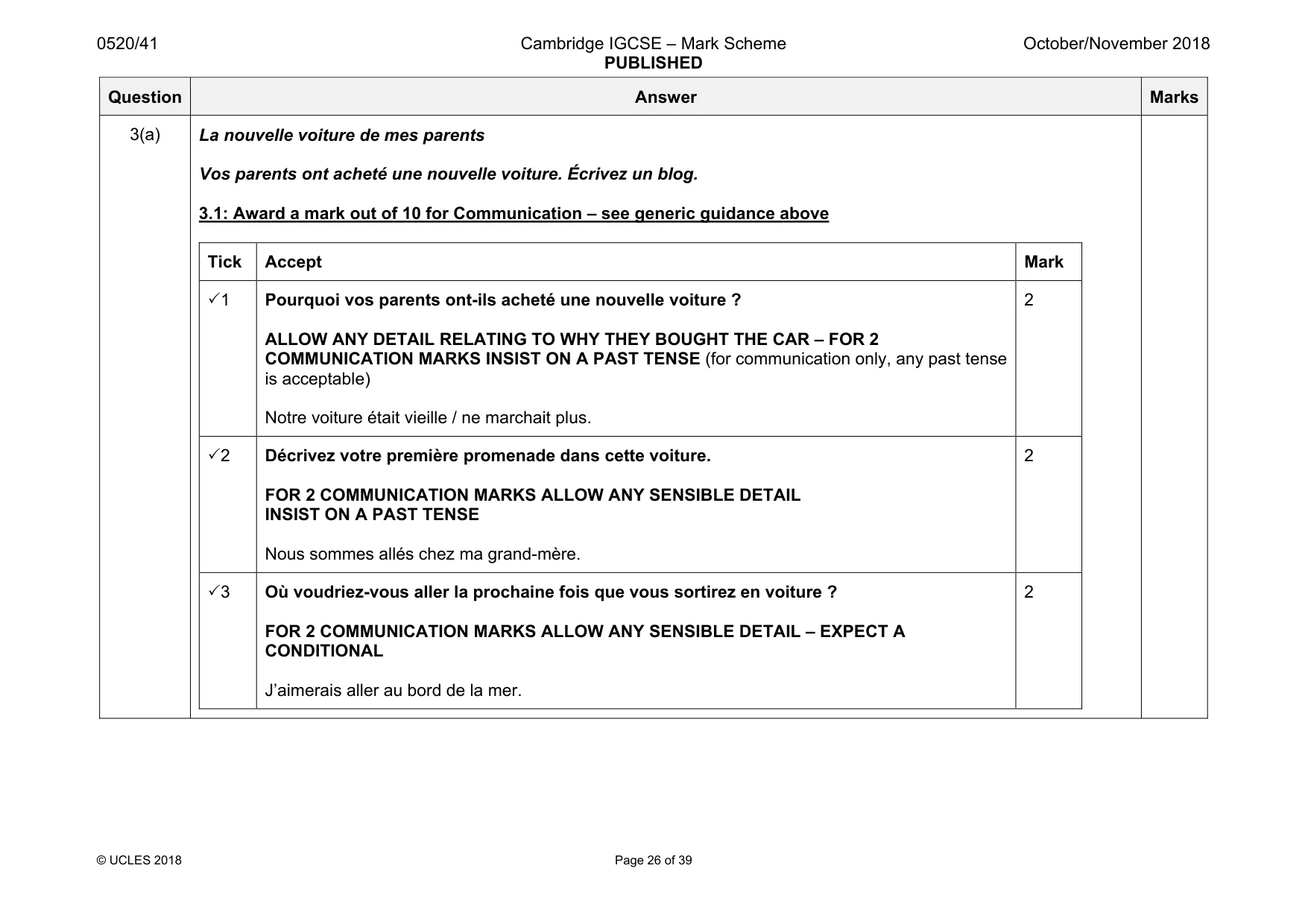 Mark scheme, page 26 of 39