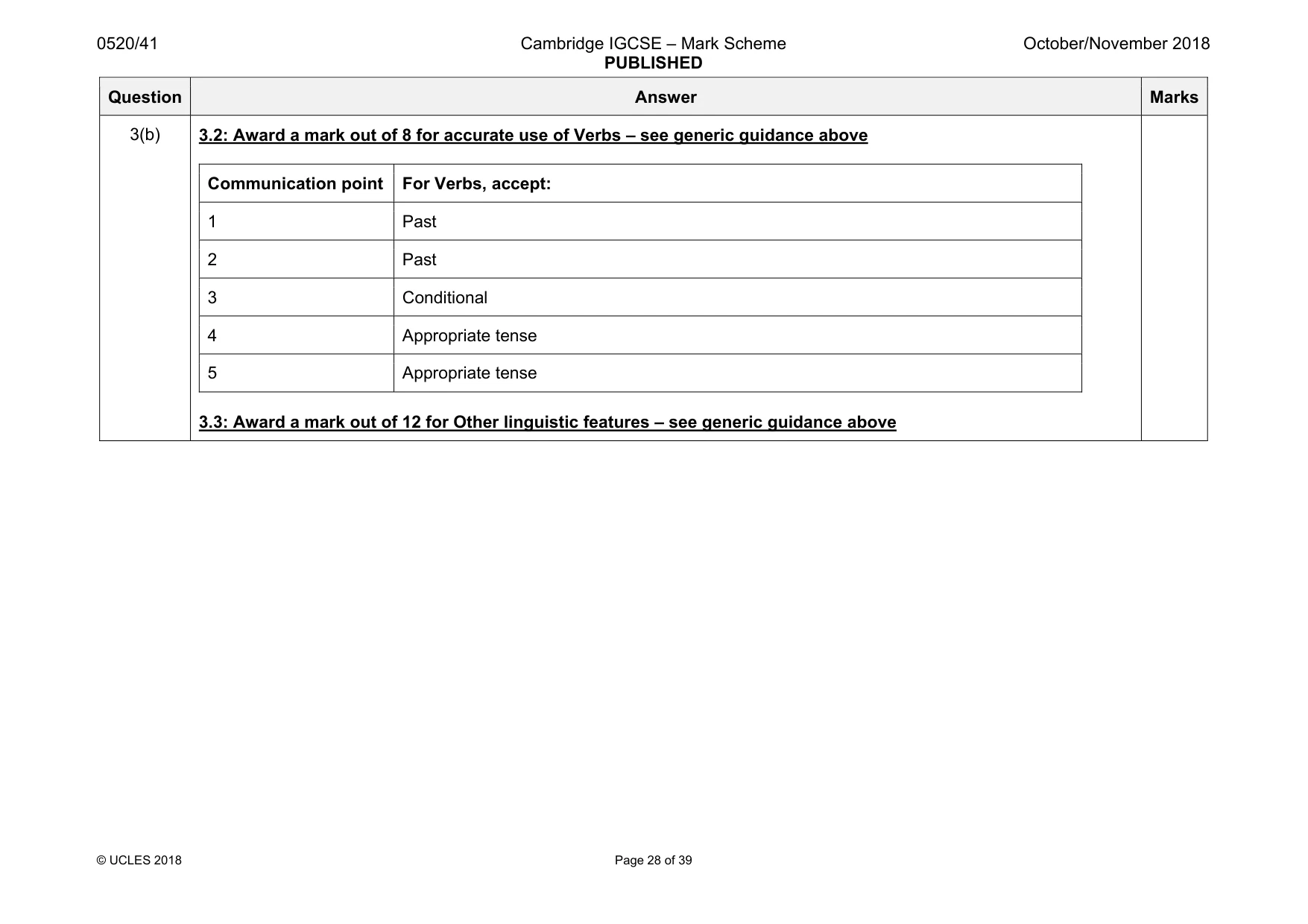 Mark scheme, page 28 of 39
