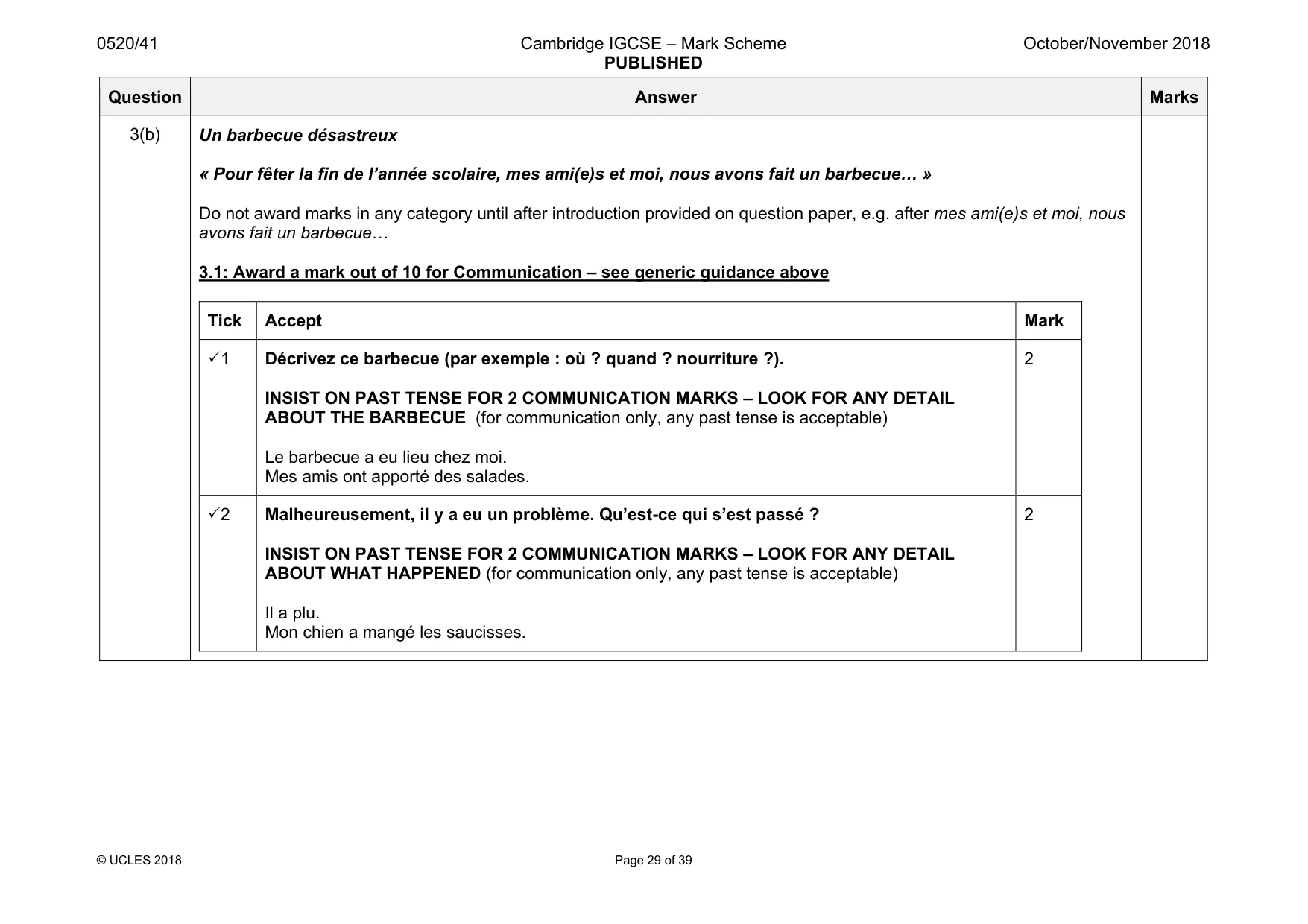 Mark scheme, page 29 of 39