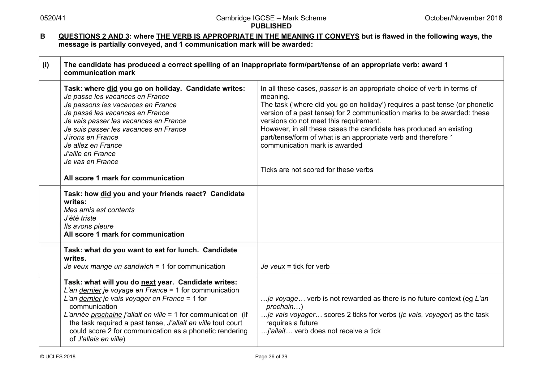 Mark scheme, page 36 of 39