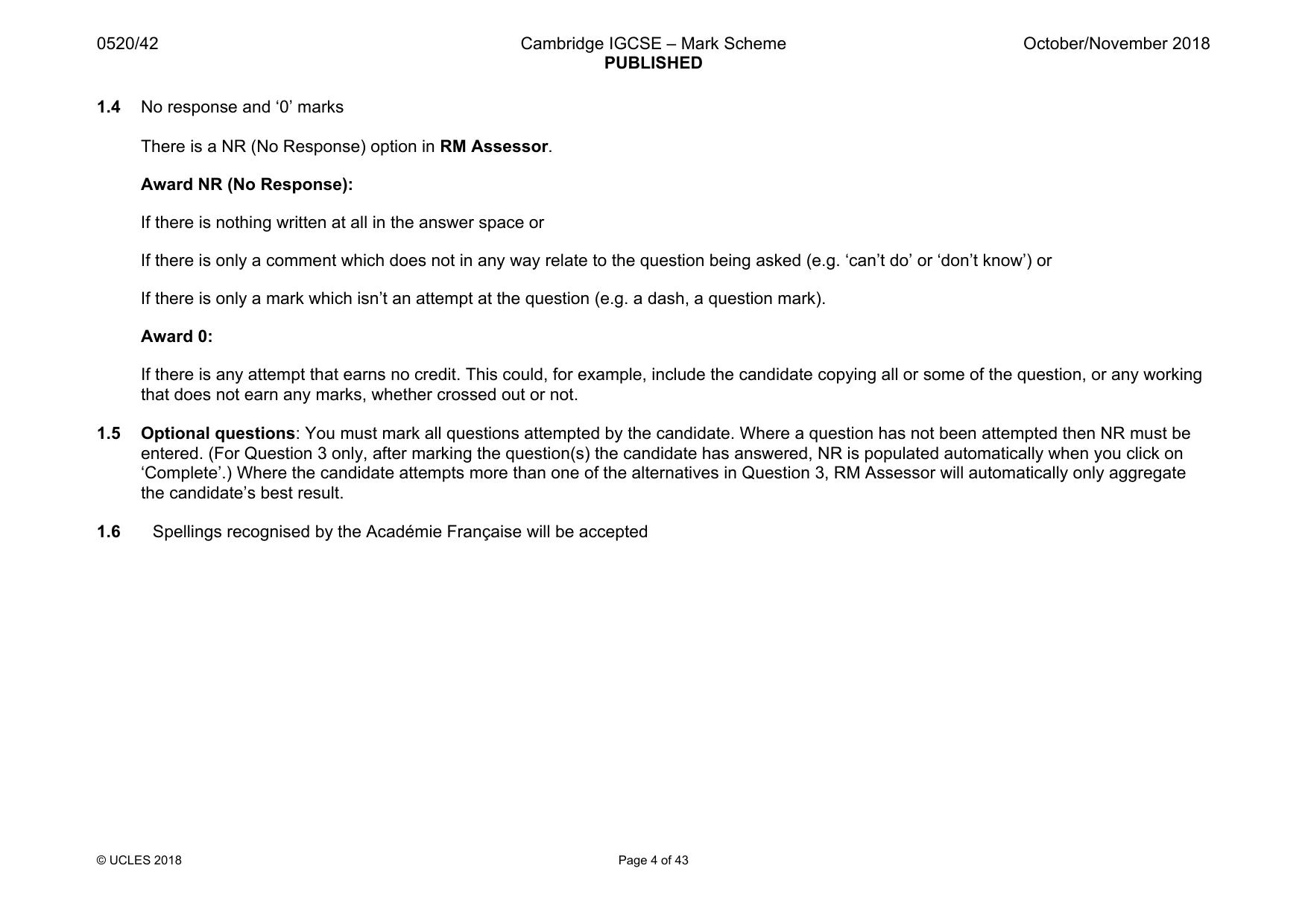 Mark scheme, page 4 of 43