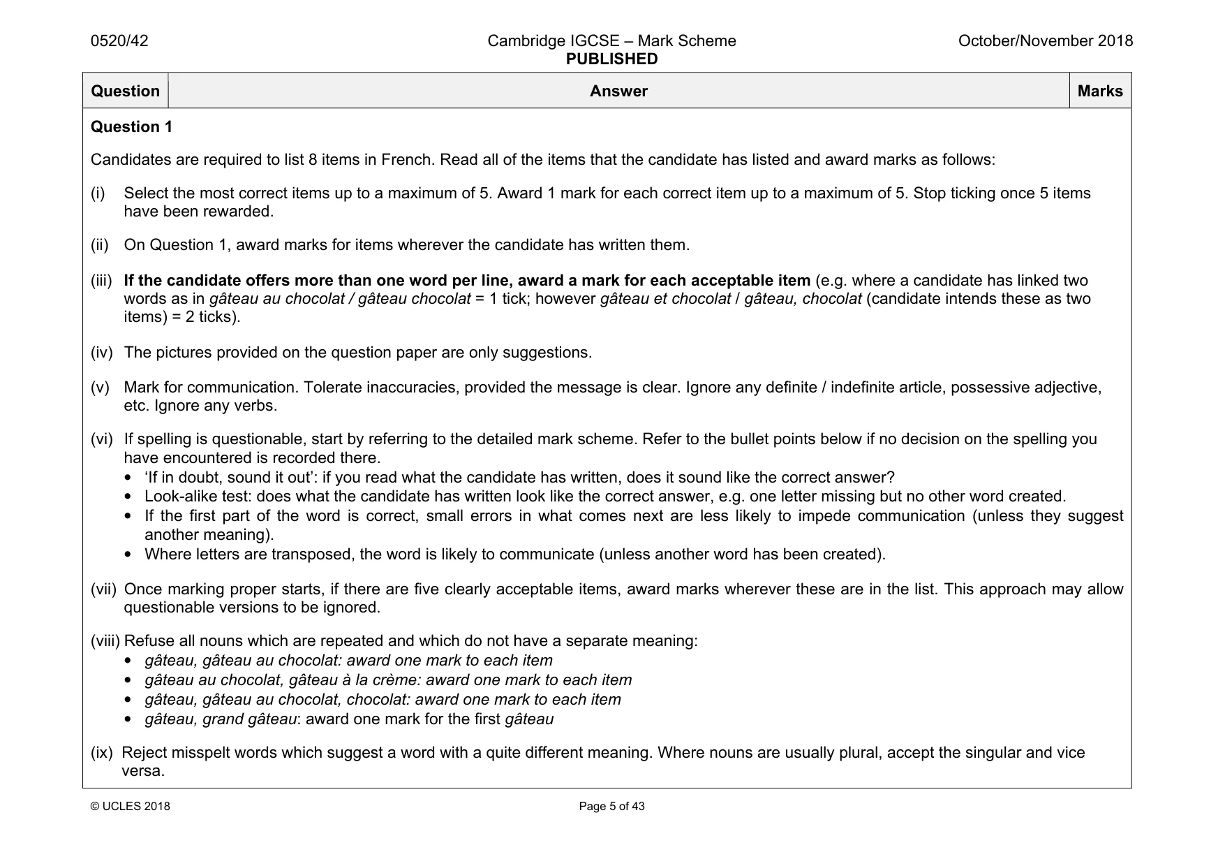 Mark scheme, page 5 of 43