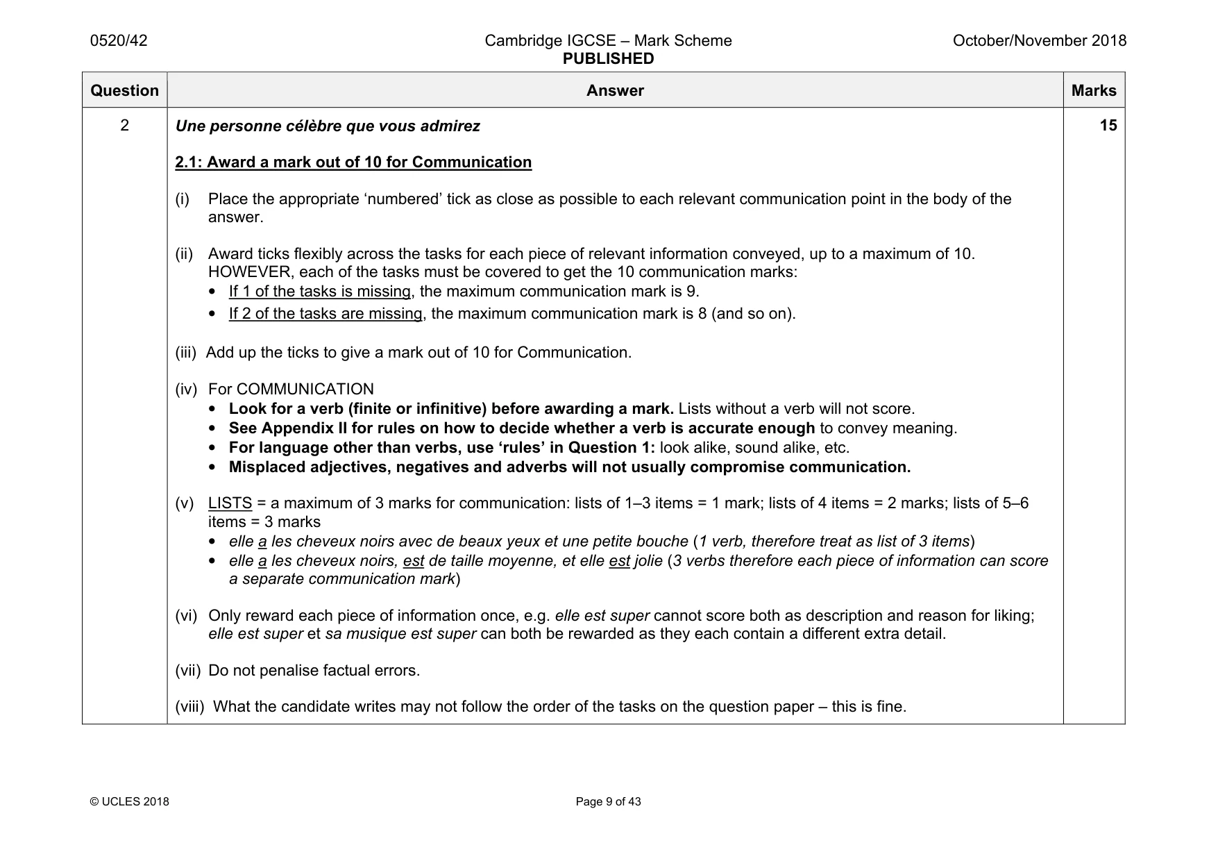 Mark scheme, page 9 of 43