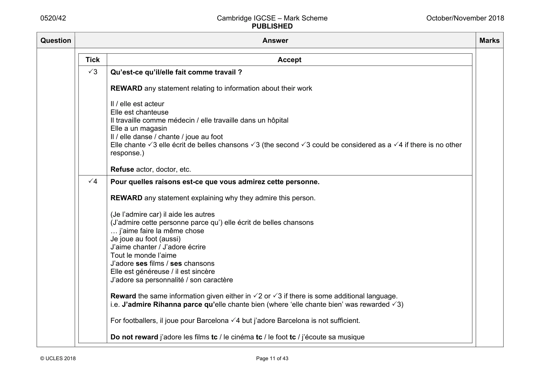 Mark scheme, page 11 of 43