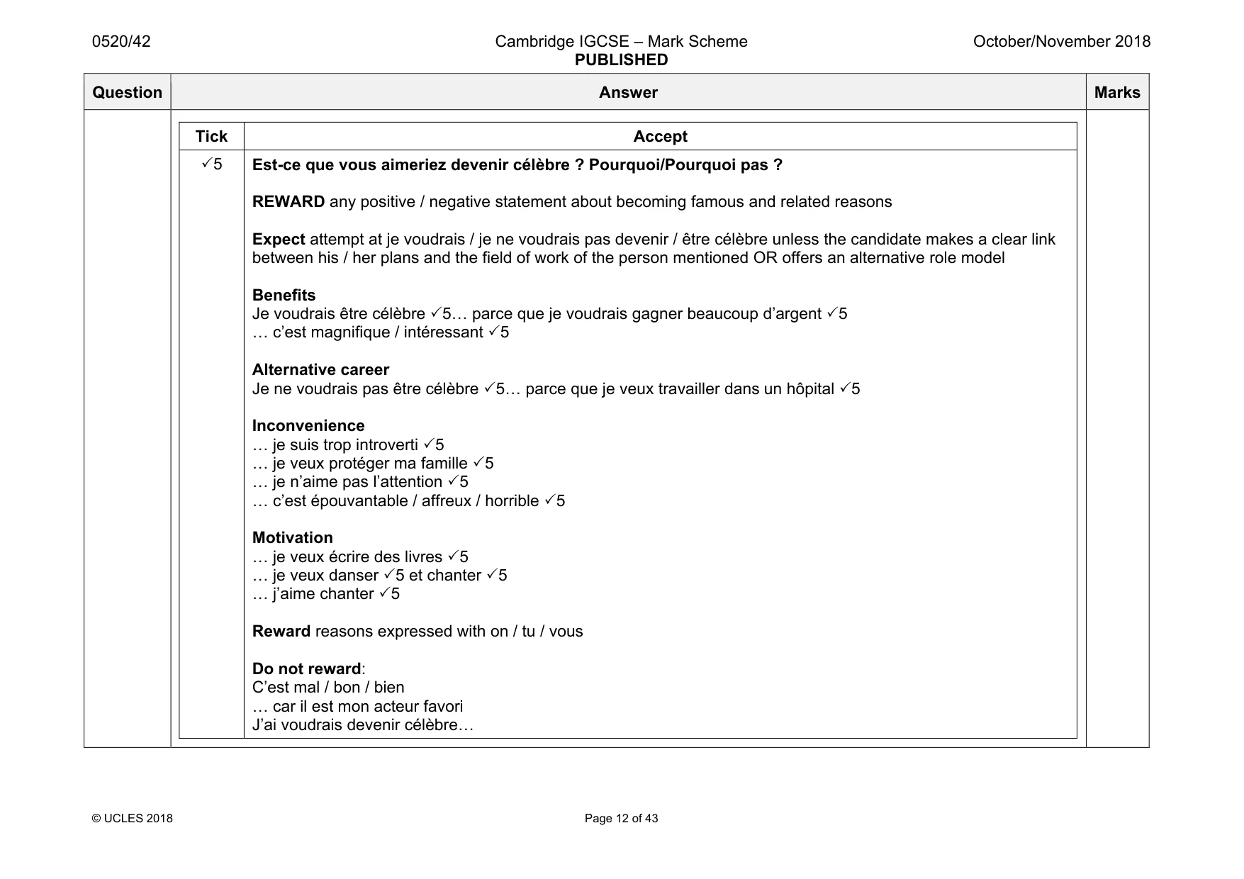 Mark scheme, page 12 of 43