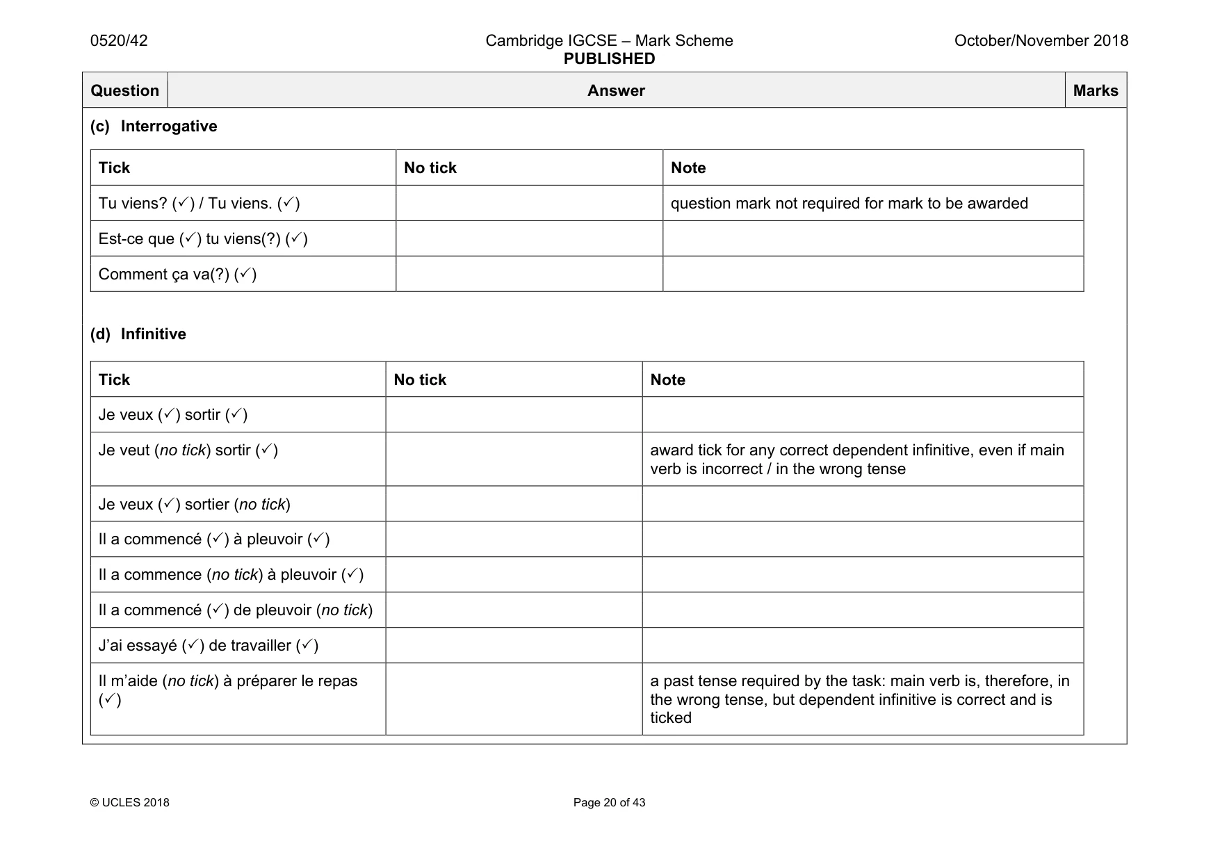 Mark scheme, page 20 of 43