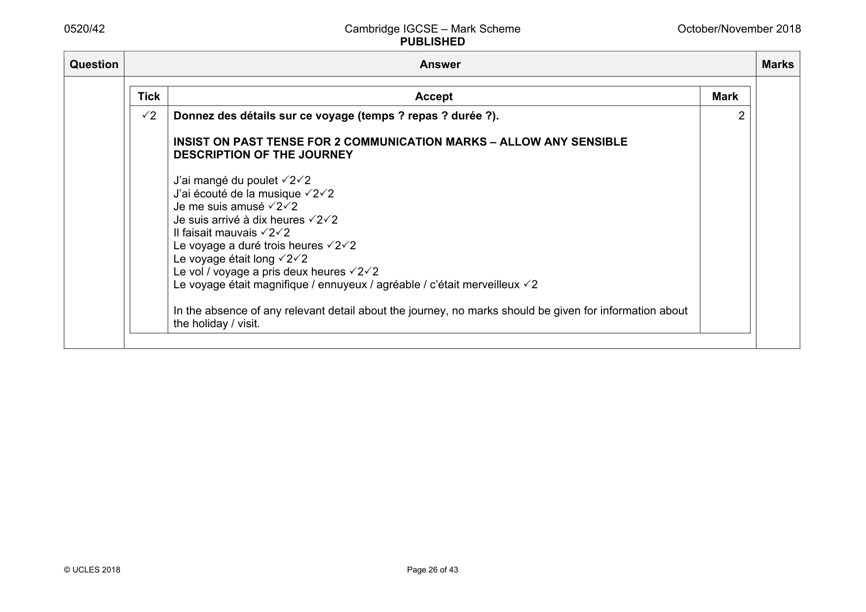 Mark scheme, page 26 of 43