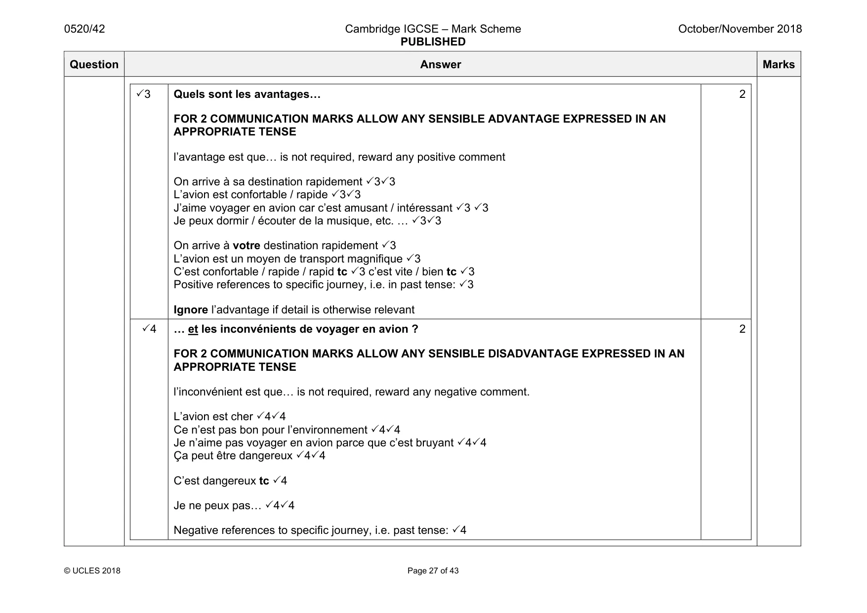 Mark scheme, page 27 of 43
