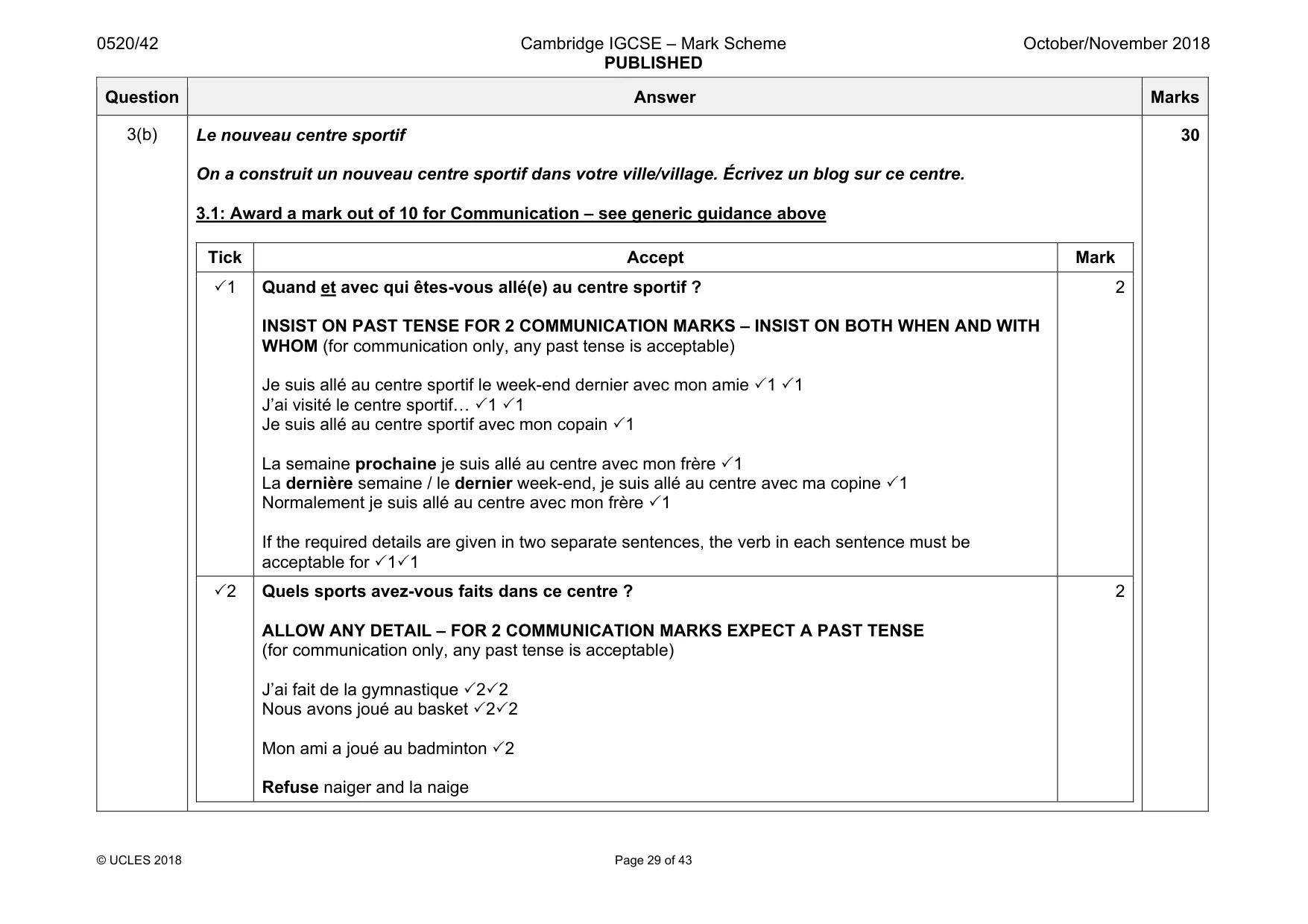 Mark scheme, page 29 of 43