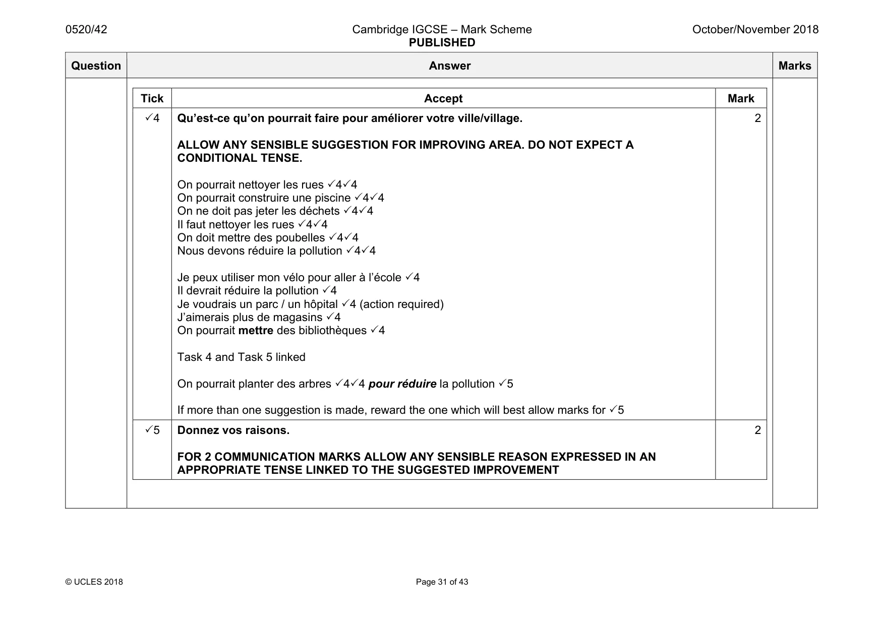 Mark scheme, page 31 of 43