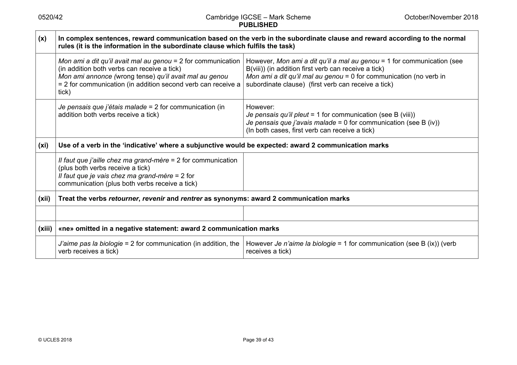 Mark scheme, page 39 of 43