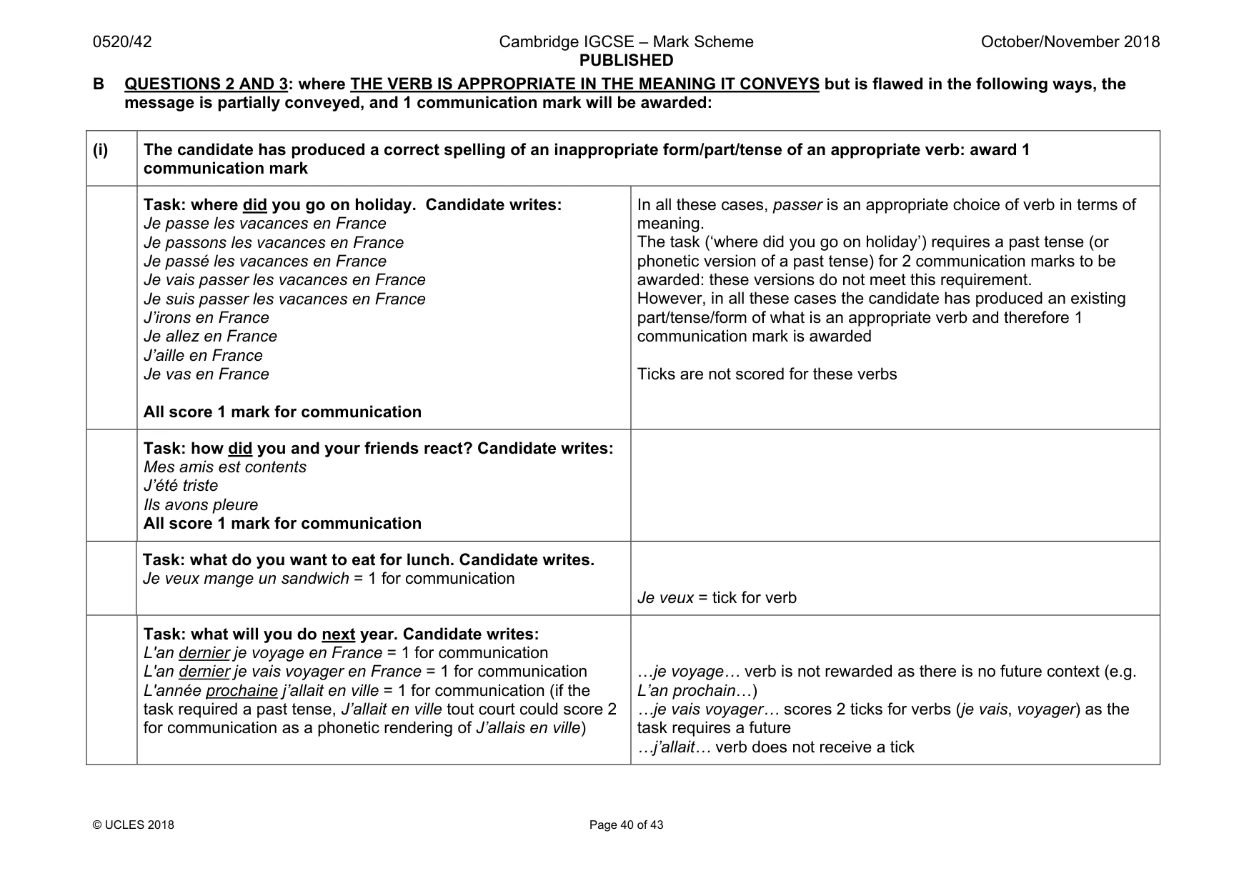 Mark scheme, page 40 of 43