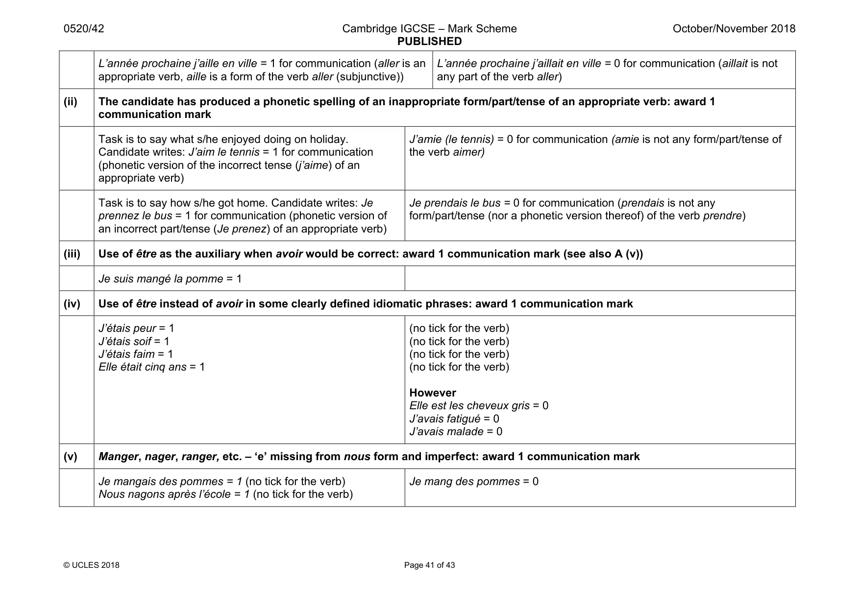 Mark scheme, page 41 of 43