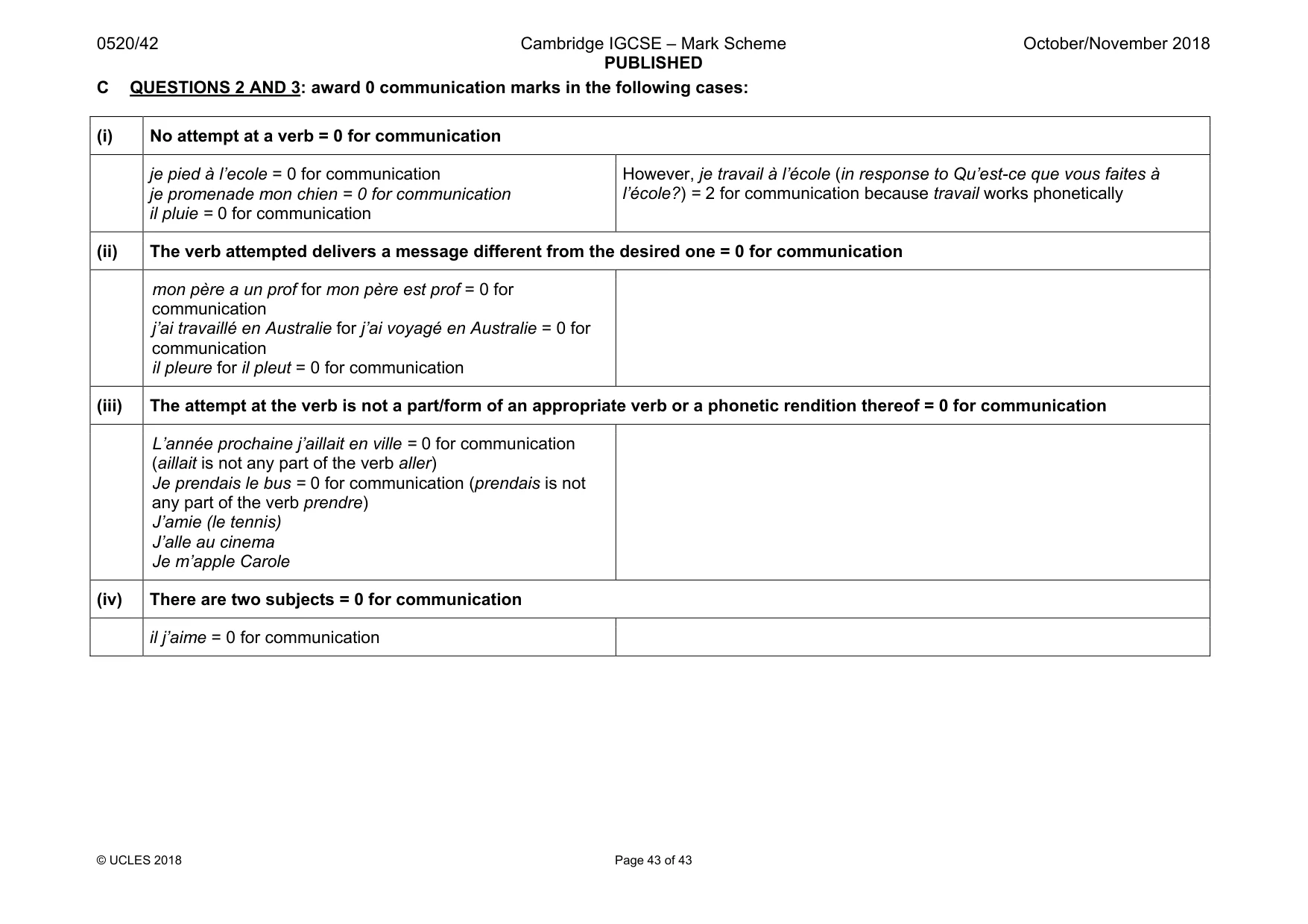 Mark scheme, page 43 of 43