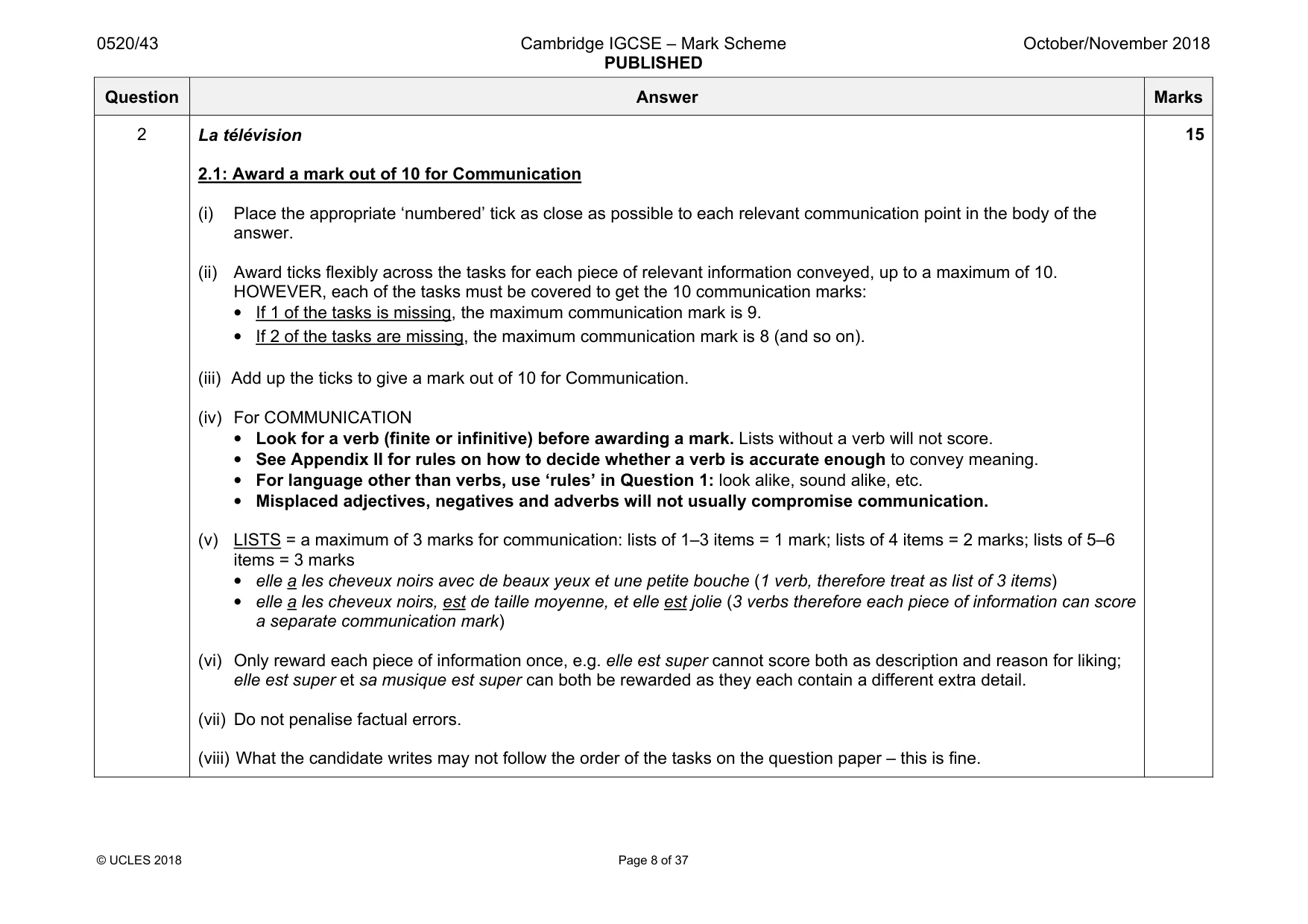 Mark scheme, page 8 of 37