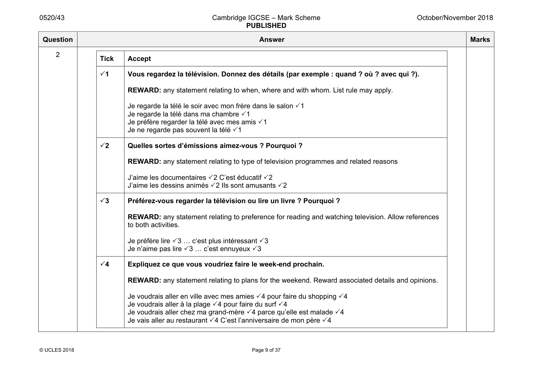 Mark scheme, page 9 of 37