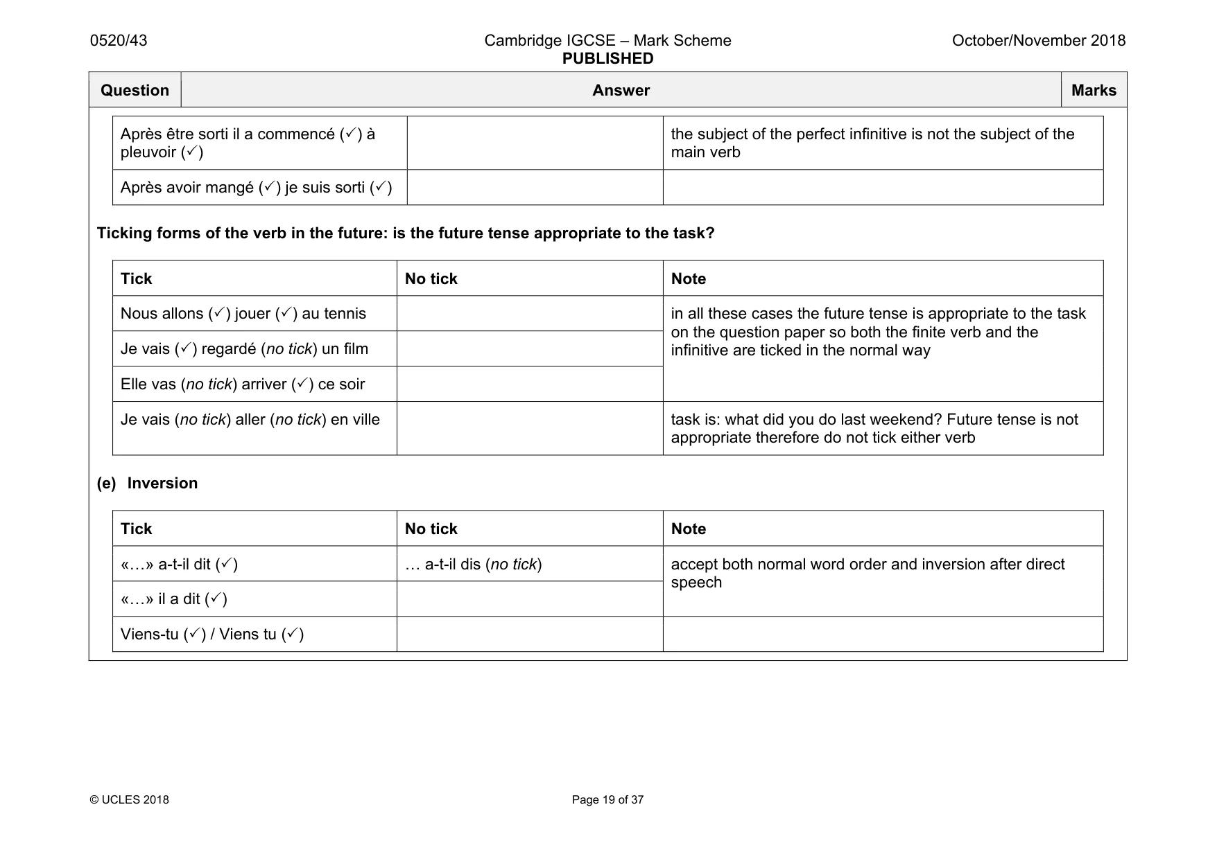 Mark scheme, page 19 of 37