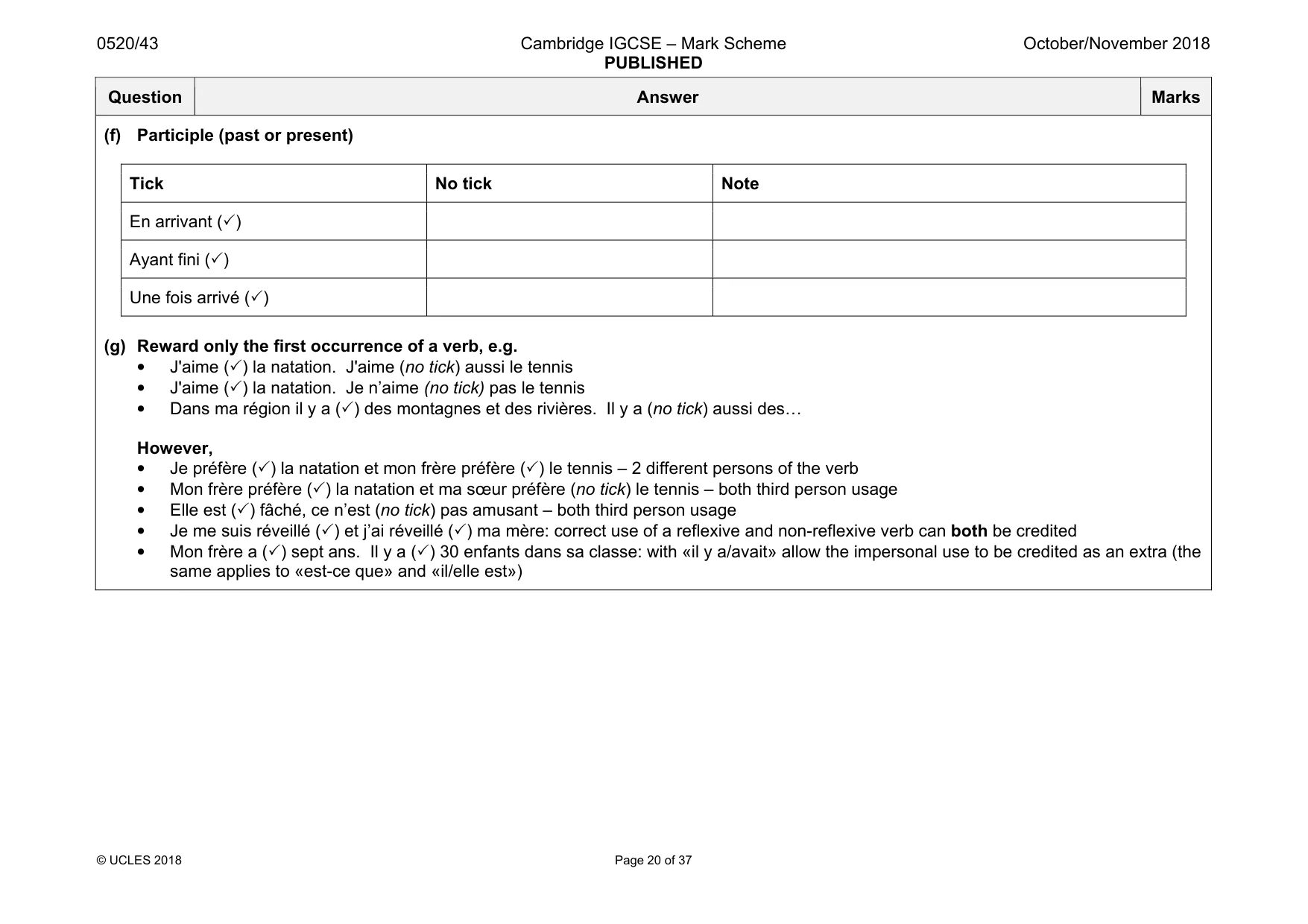 Mark scheme, page 20 of 37
