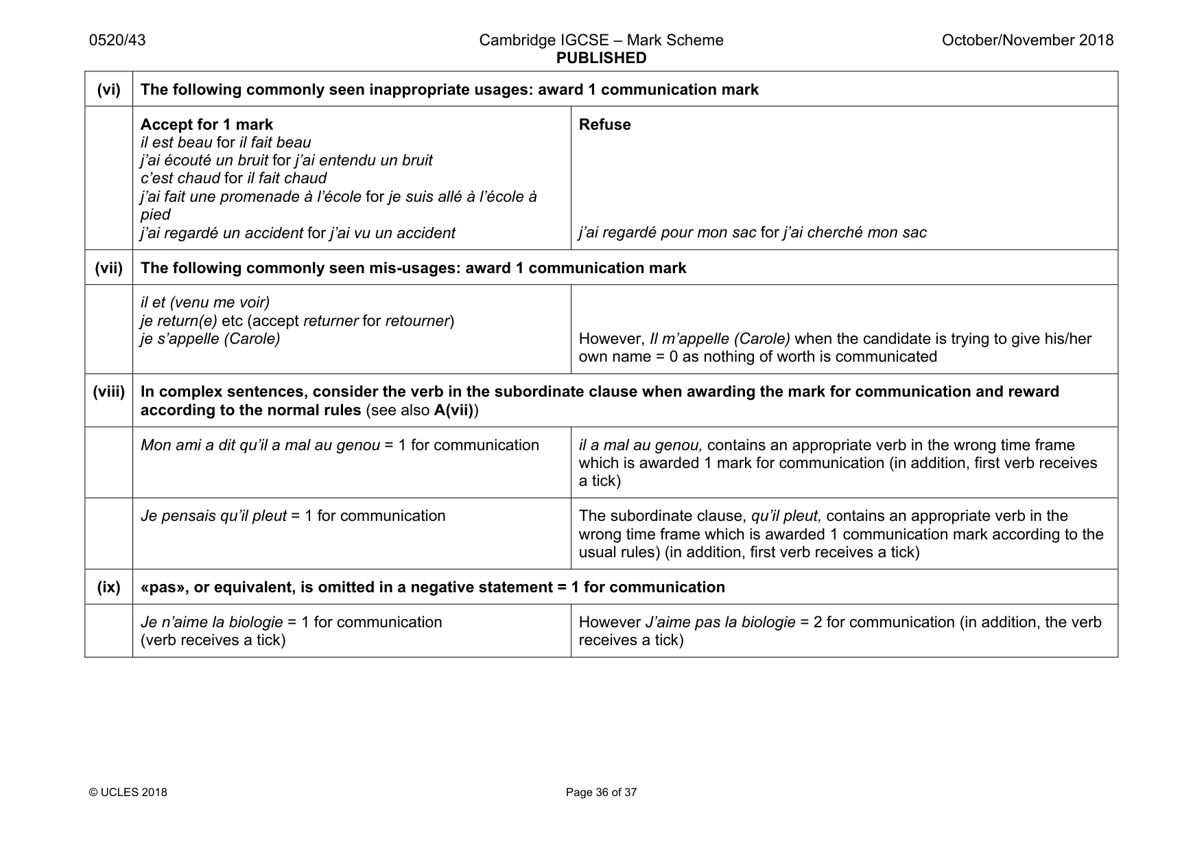 Mark scheme, page 36 of 37