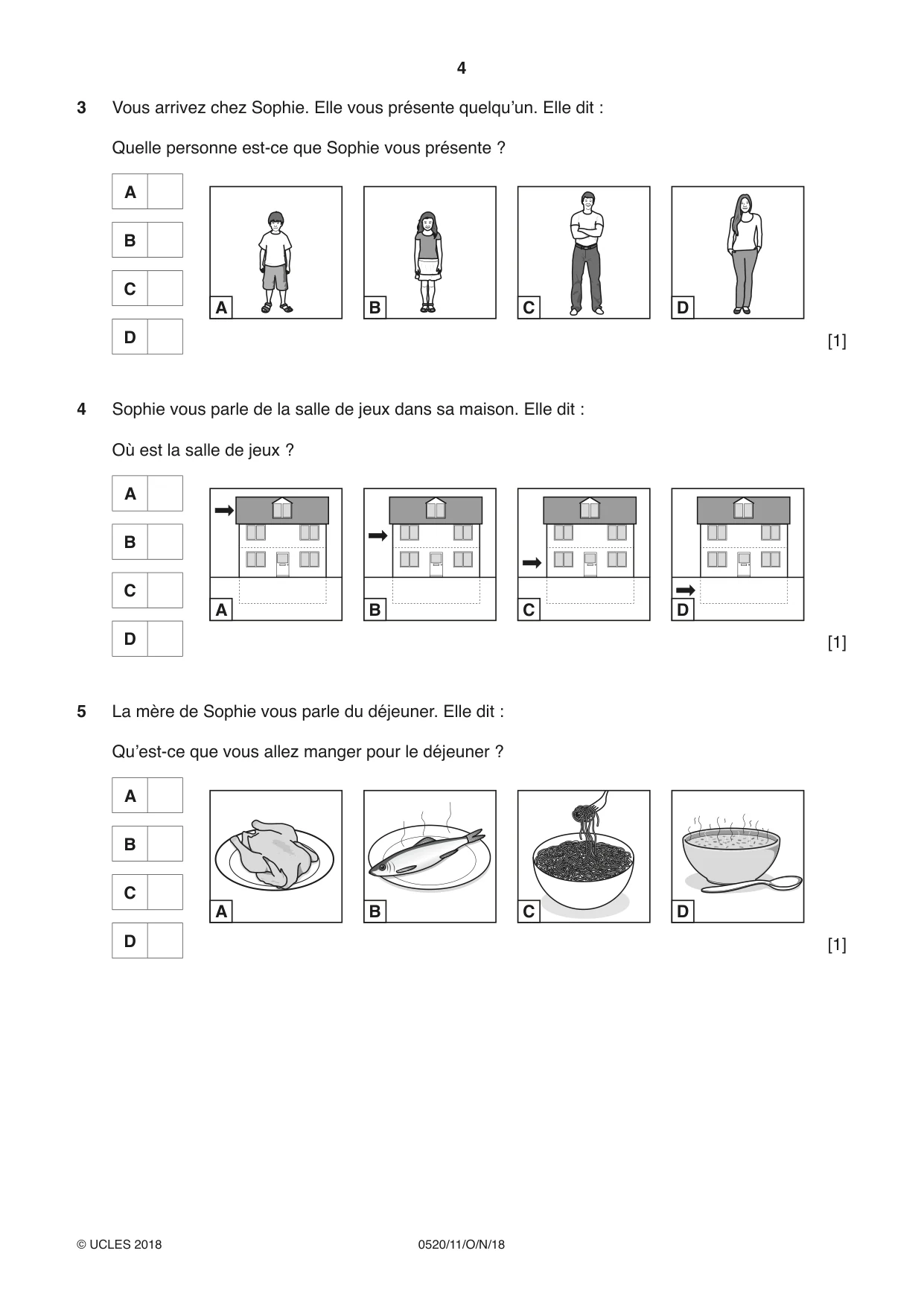 Cambridge IGCSE French - Foreign Language 0520 2018 Oct/Nov Paper 1 · Variant 1 question paper, page 4 of 12