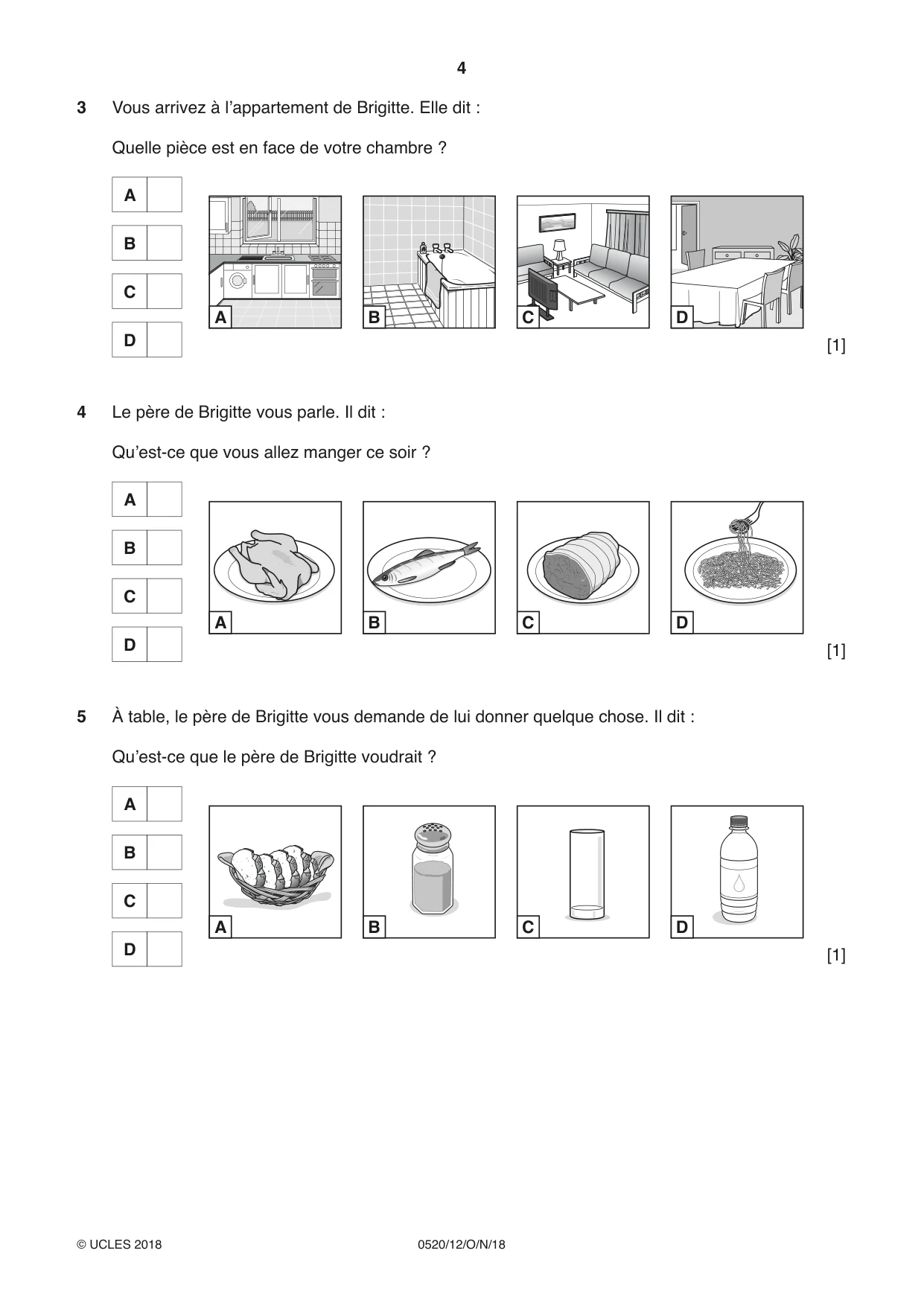 Cambridge IGCSE French - Foreign Language 0520 2018 Oct/Nov Paper 1 · Variant 2 question paper, page 4 of 12