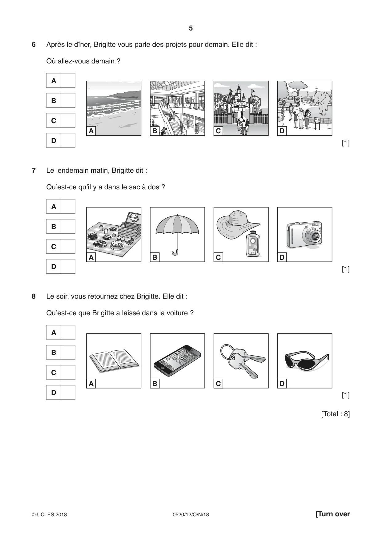 Cambridge IGCSE French - Foreign Language 0520 2018 Oct/Nov Paper 1 · Variant 2 question paper, page 5 of 12