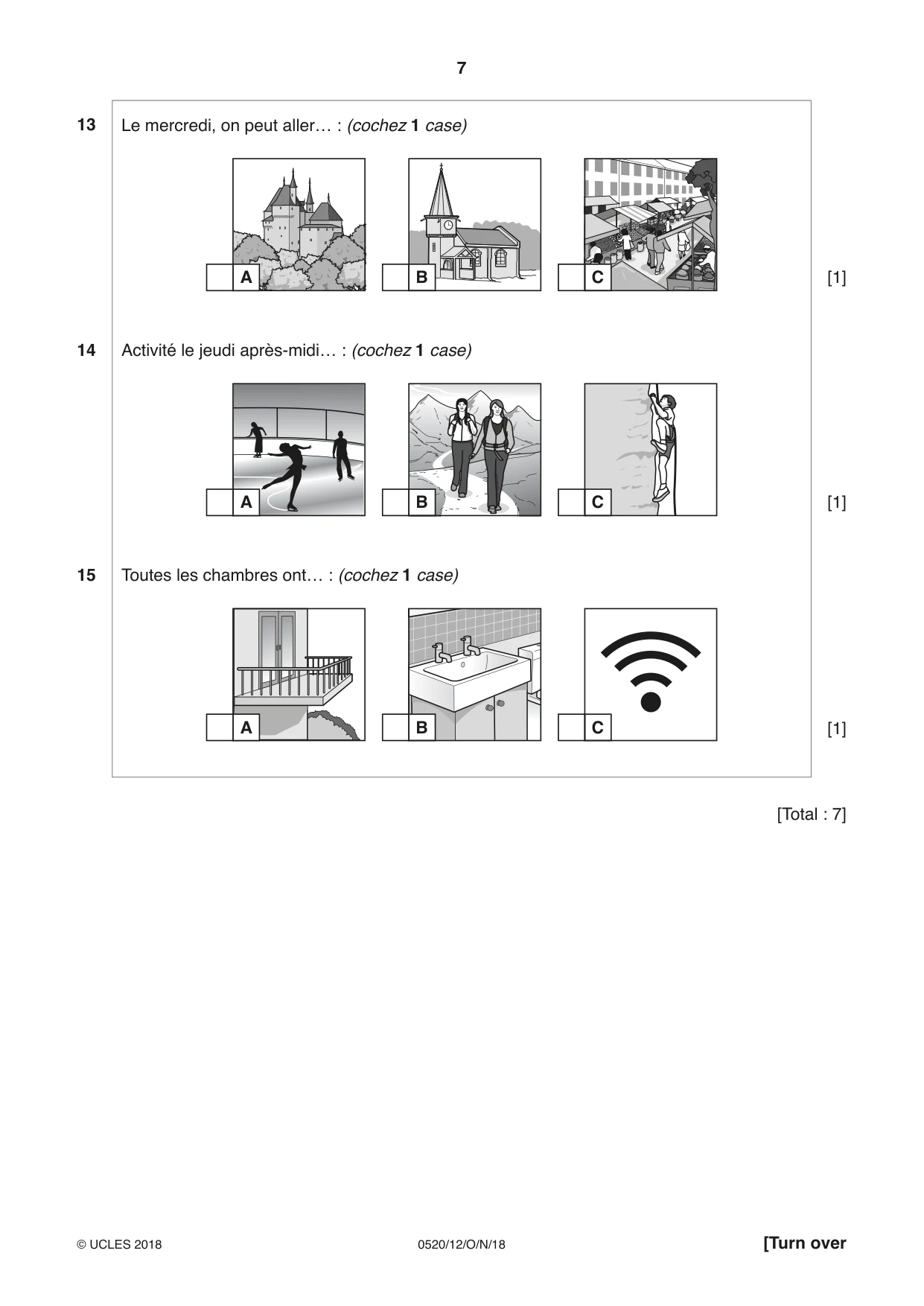 Cambridge IGCSE French - Foreign Language 0520 2018 Oct/Nov Paper 1 · Variant 2 question paper, page 7 of 12