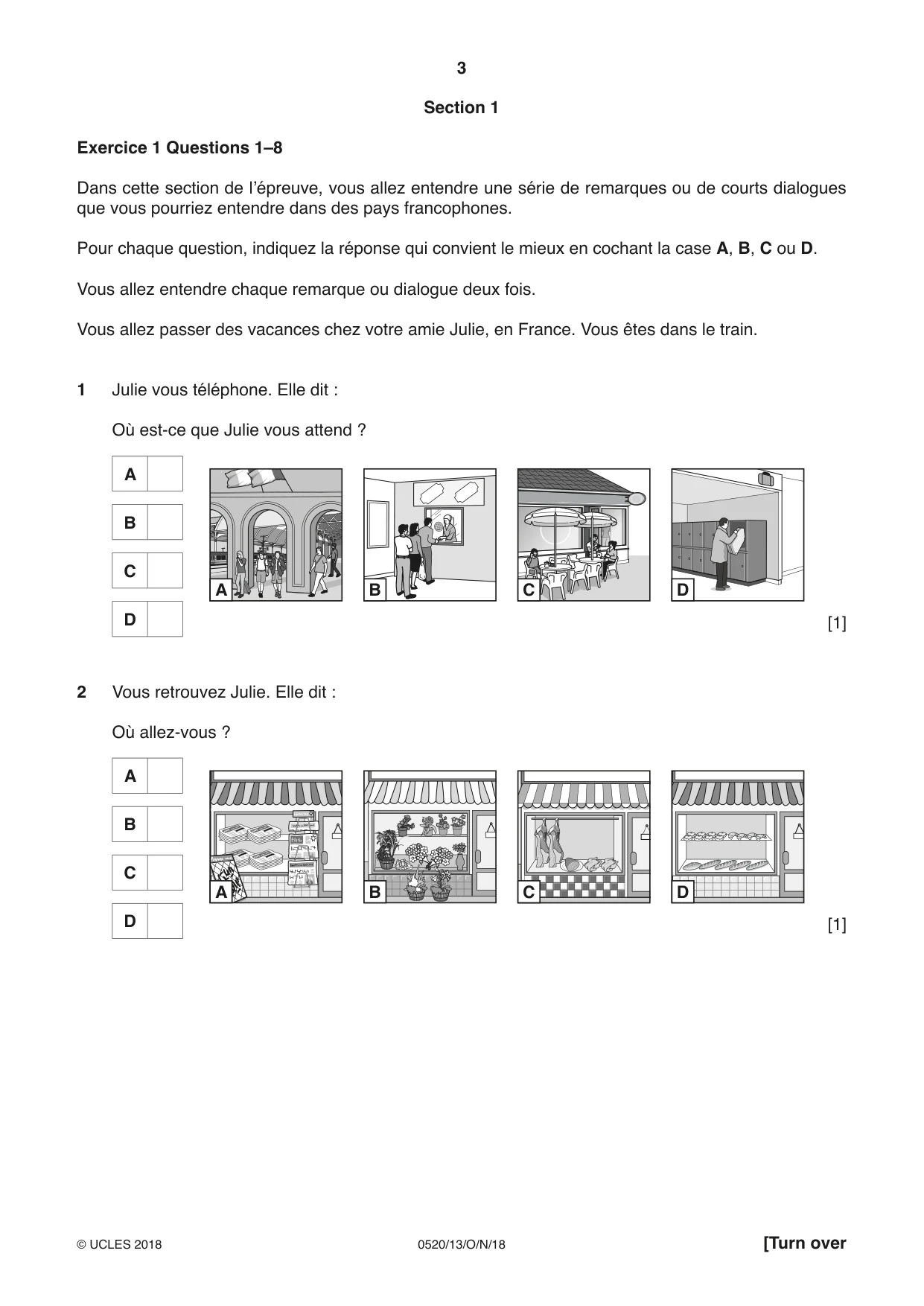 Cambridge IGCSE French - Foreign Language 0520 2018 Oct/Nov Paper 1 · Variant 3 question paper, page 3 of 12