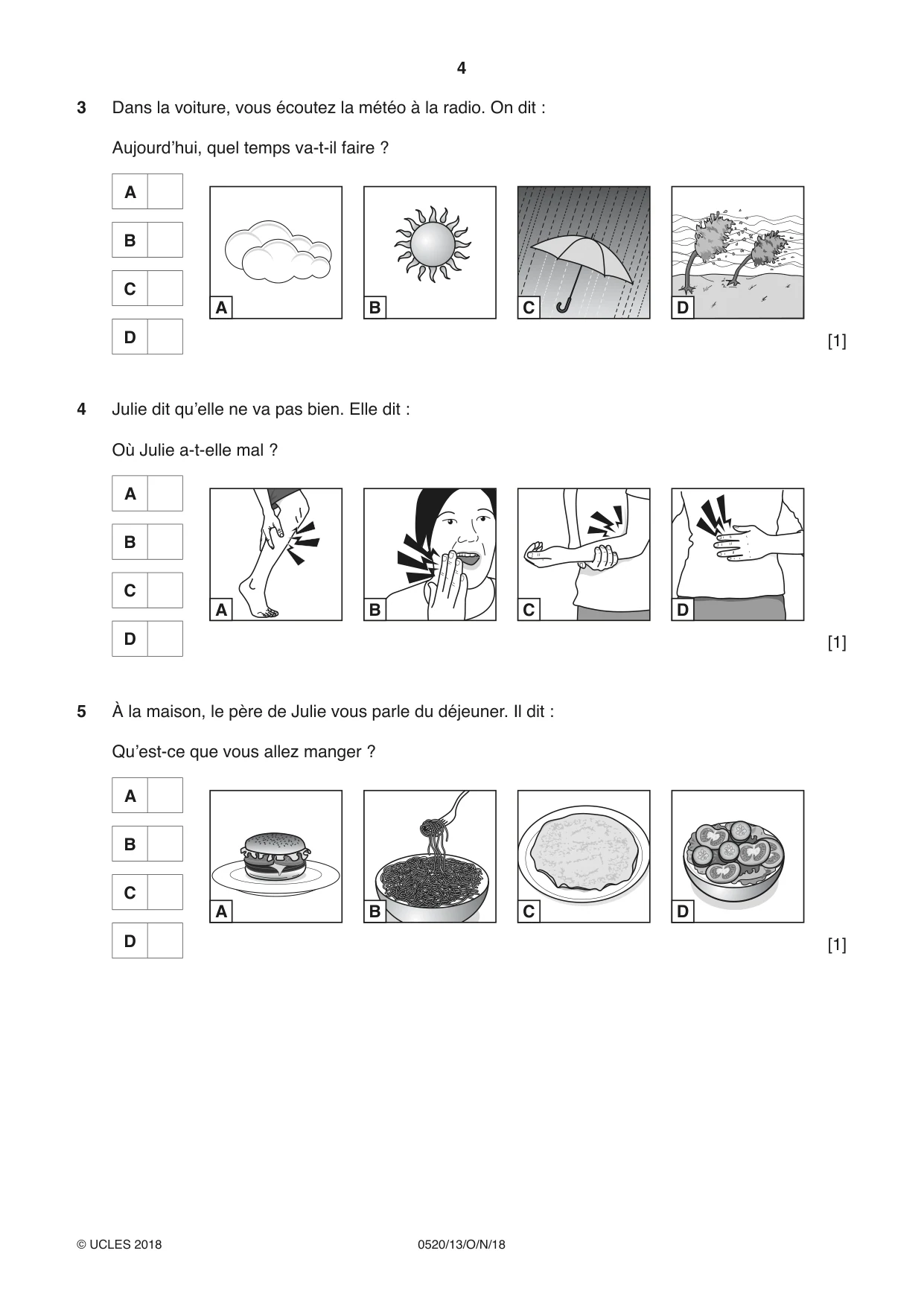 Cambridge IGCSE French - Foreign Language 0520 2018 Oct/Nov Paper 1 · Variant 3 question paper, page 4 of 12