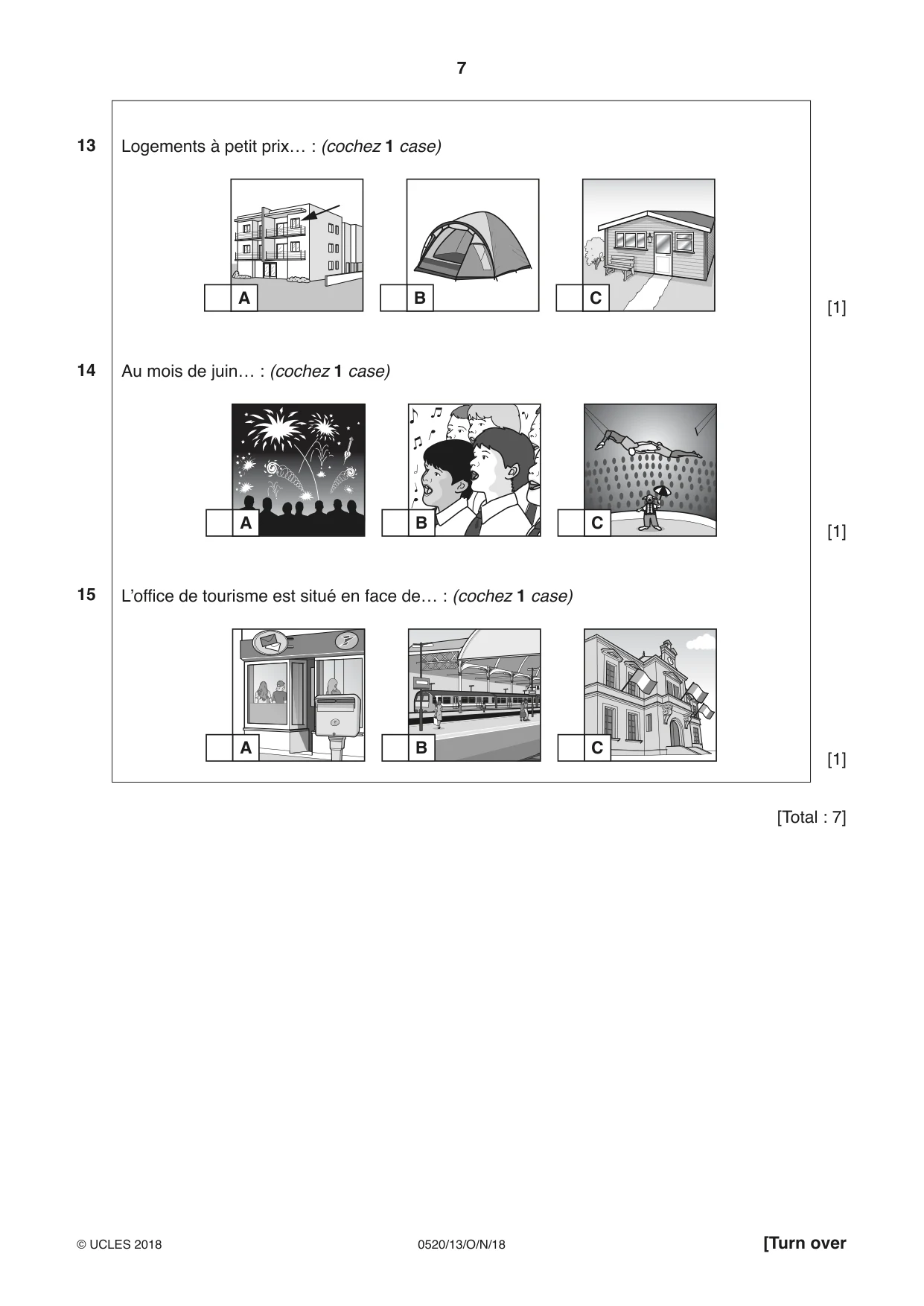 Cambridge IGCSE French - Foreign Language 0520 2018 Oct/Nov Paper 1 · Variant 3 question paper, page 7 of 12