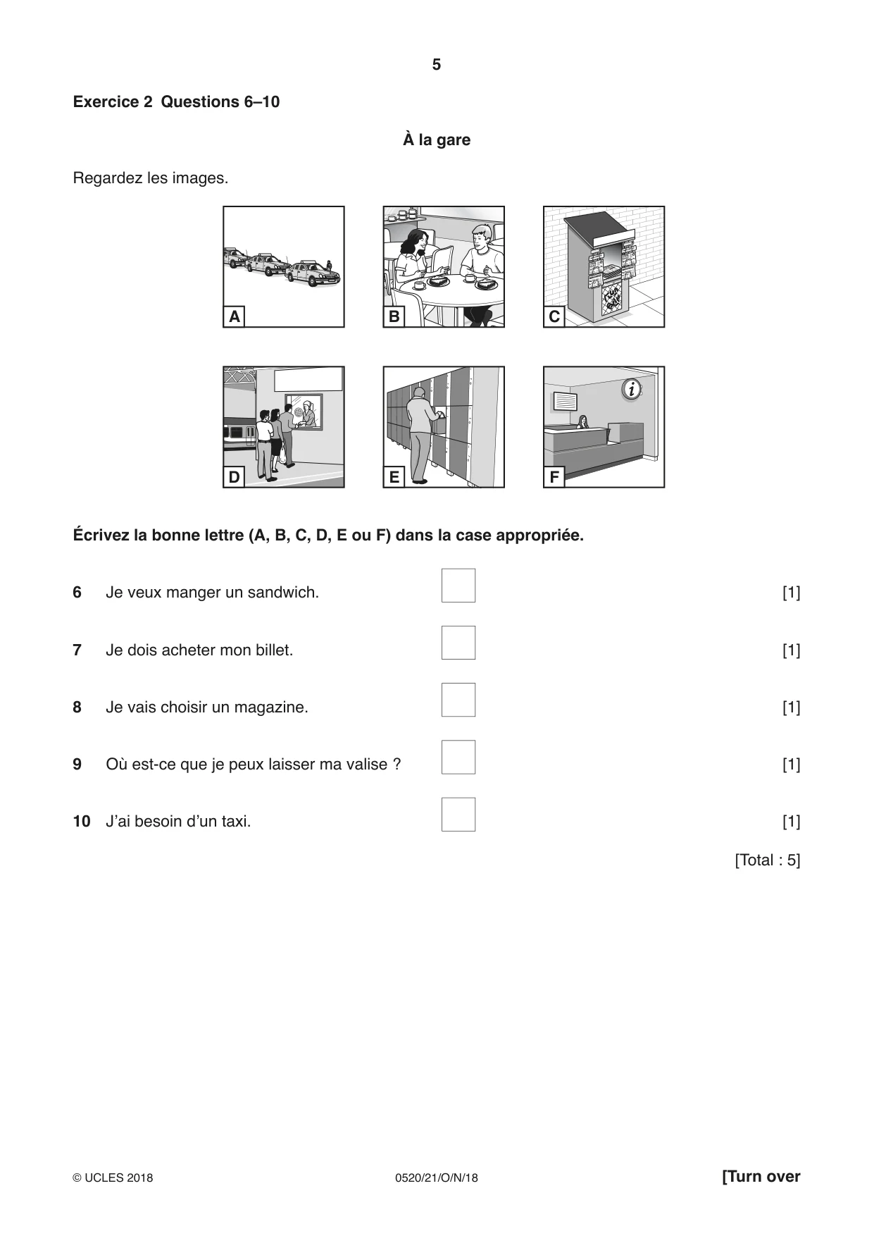 Cambridge IGCSE French - Foreign Language 0520 2018 Oct/Nov Paper 2 · Variant 1 question paper, page 5 of 16