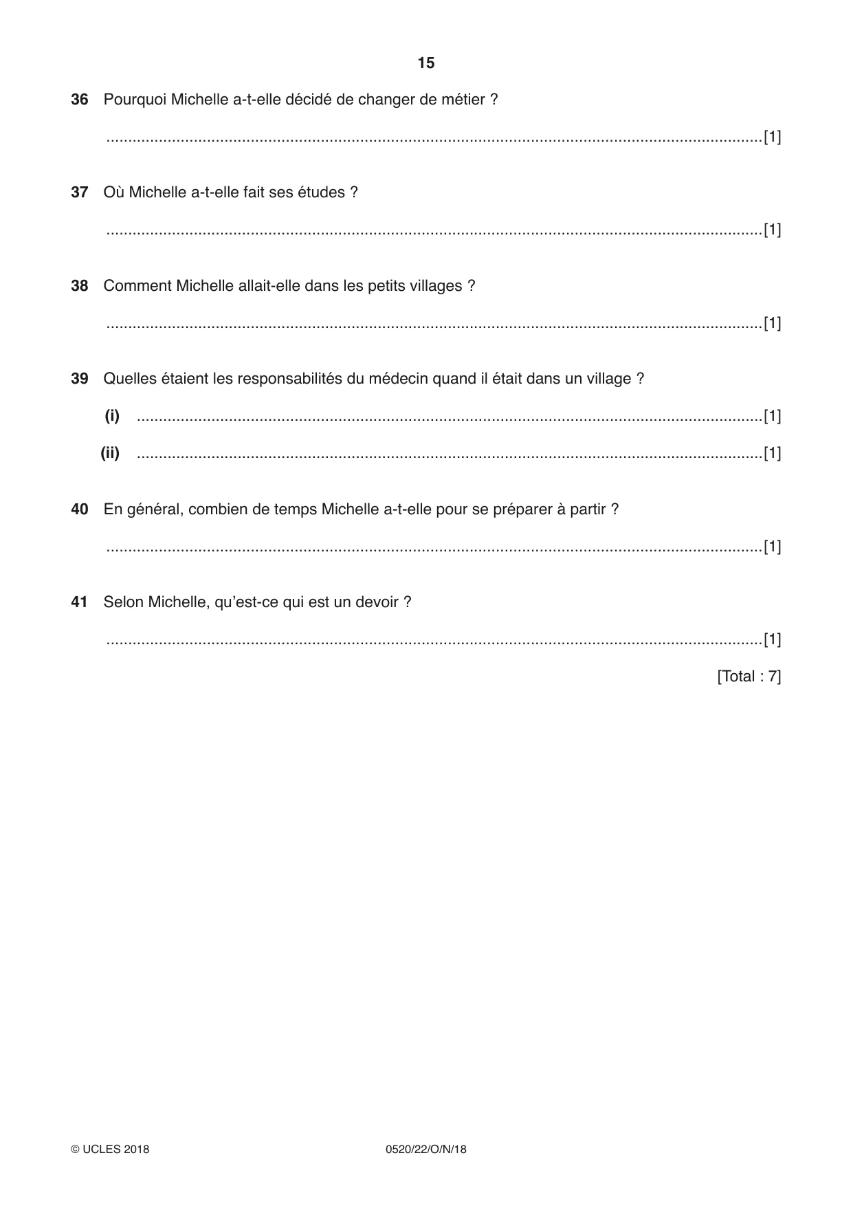 Cambridge IGCSE French - Foreign Language 0520 2018 Oct/Nov Paper 2 · Variant 2 question paper, page 15 of 16