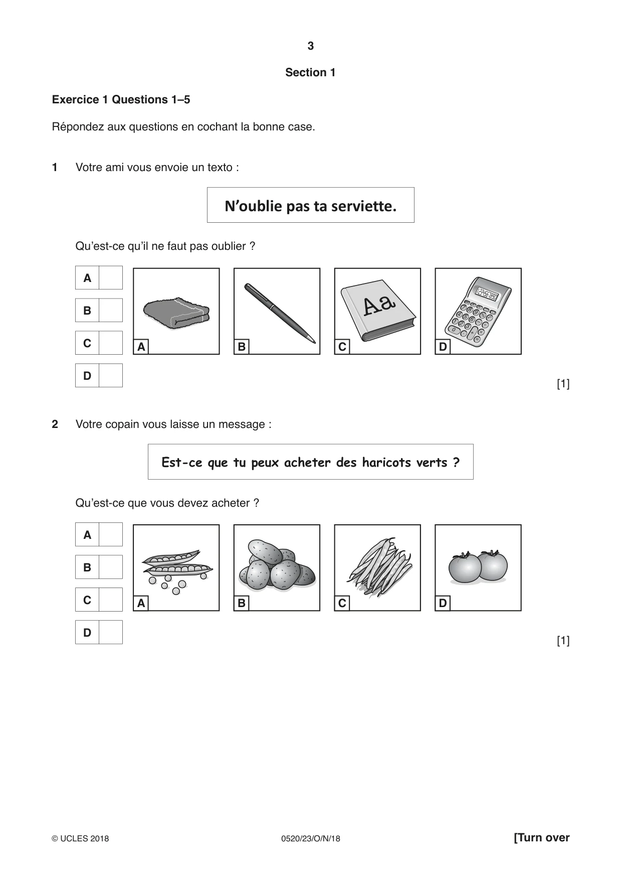 Cambridge IGCSE French - Foreign Language 0520 2018 Oct/Nov Paper 2 · Variant 3 question paper, page 3 of 16