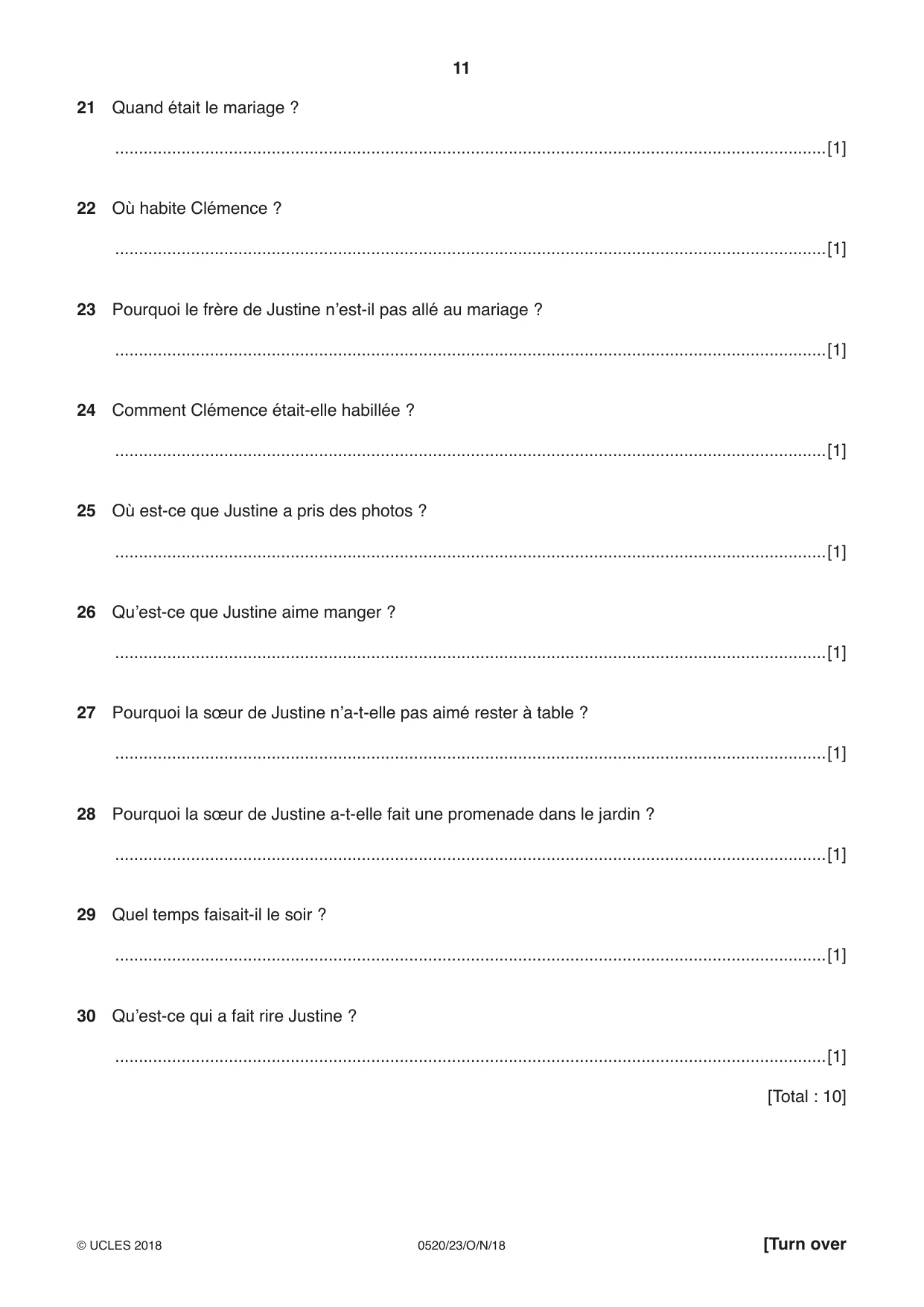 Cambridge IGCSE French - Foreign Language 0520 2018 Oct/Nov Paper 2 · Variant 3 question paper, page 11 of 16