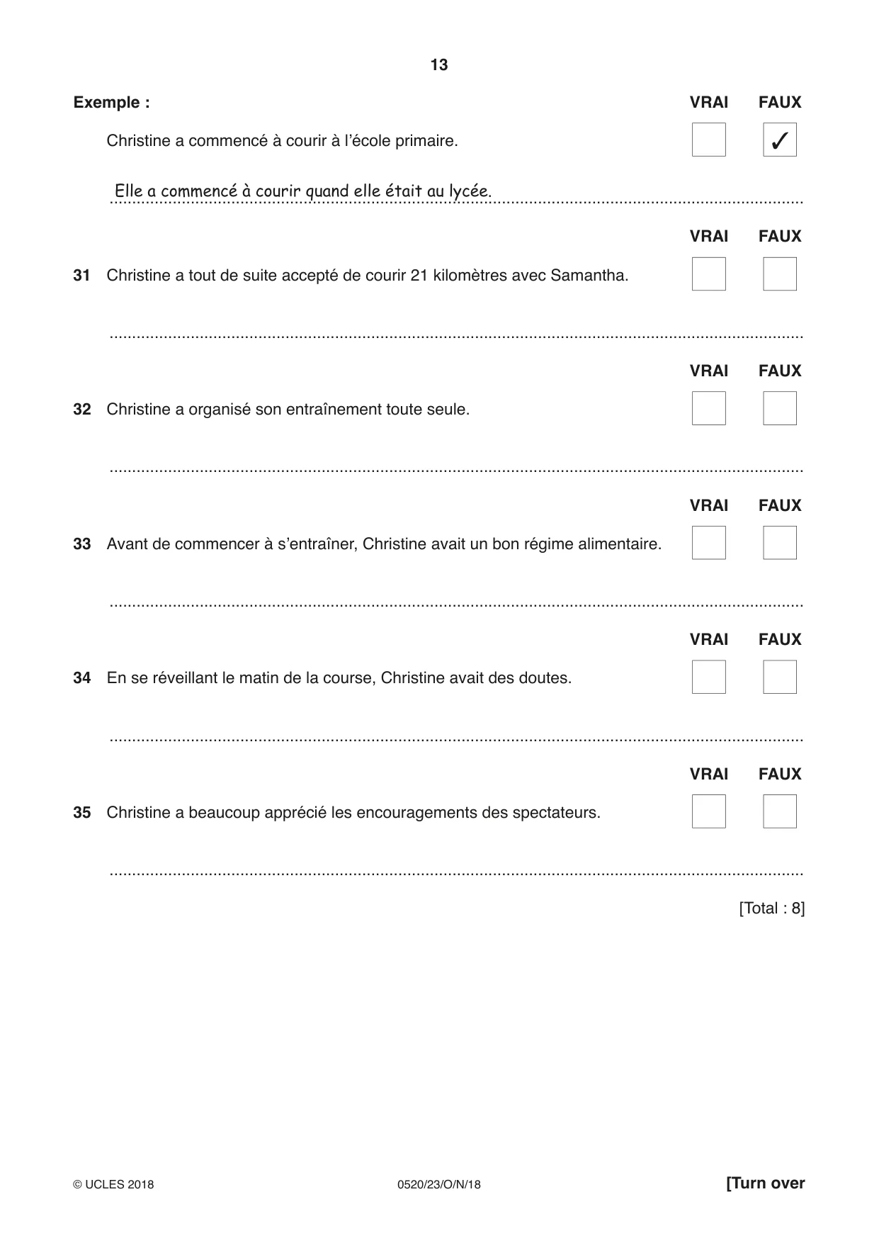 Cambridge IGCSE French - Foreign Language 0520 2018 Oct/Nov Paper 2 · Variant 3 question paper, page 13 of 16
