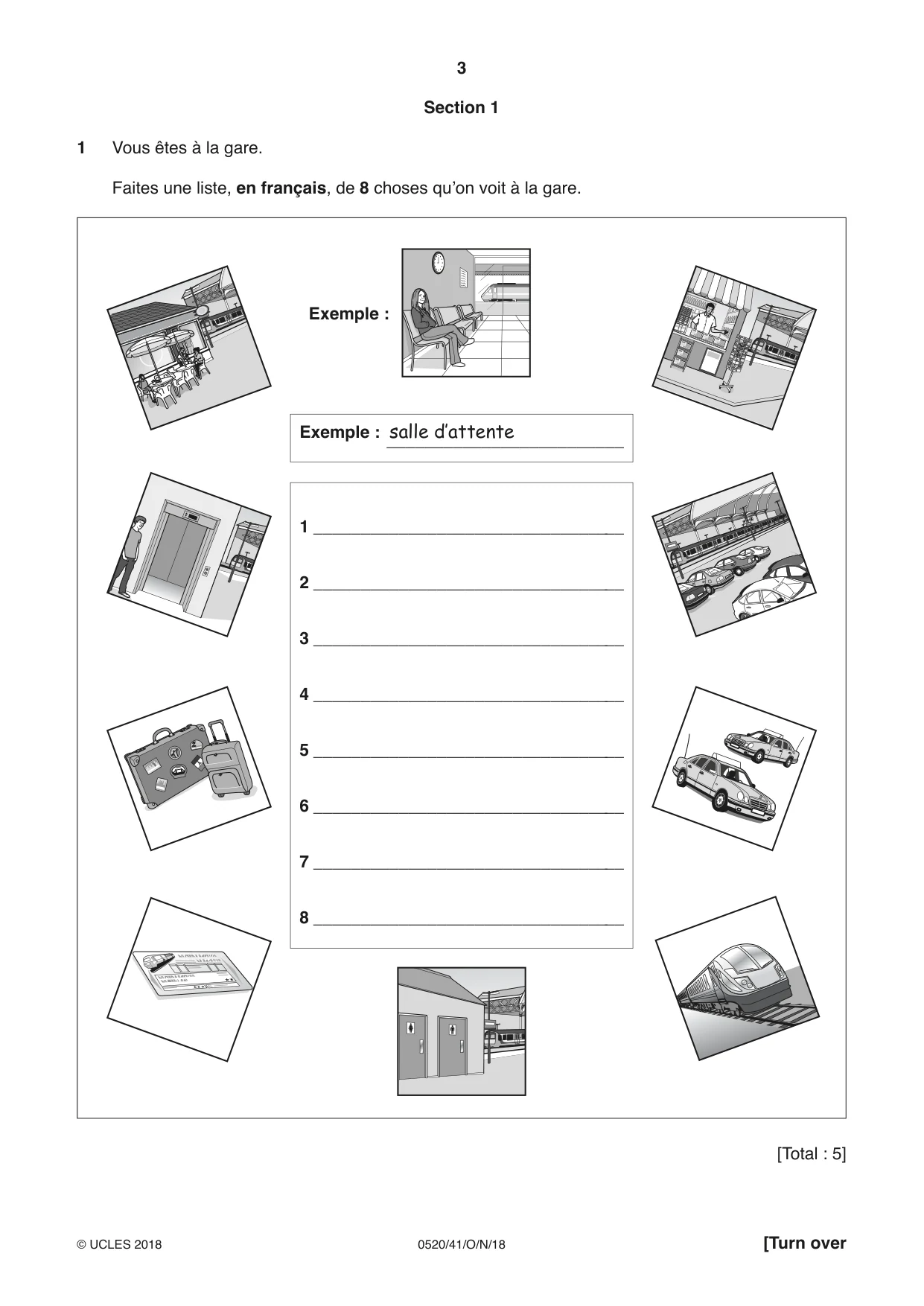 Cambridge IGCSE French - Foreign Language 0520 2018 Oct/Nov Paper 4 · Variant 1 question paper, page 3 of 8