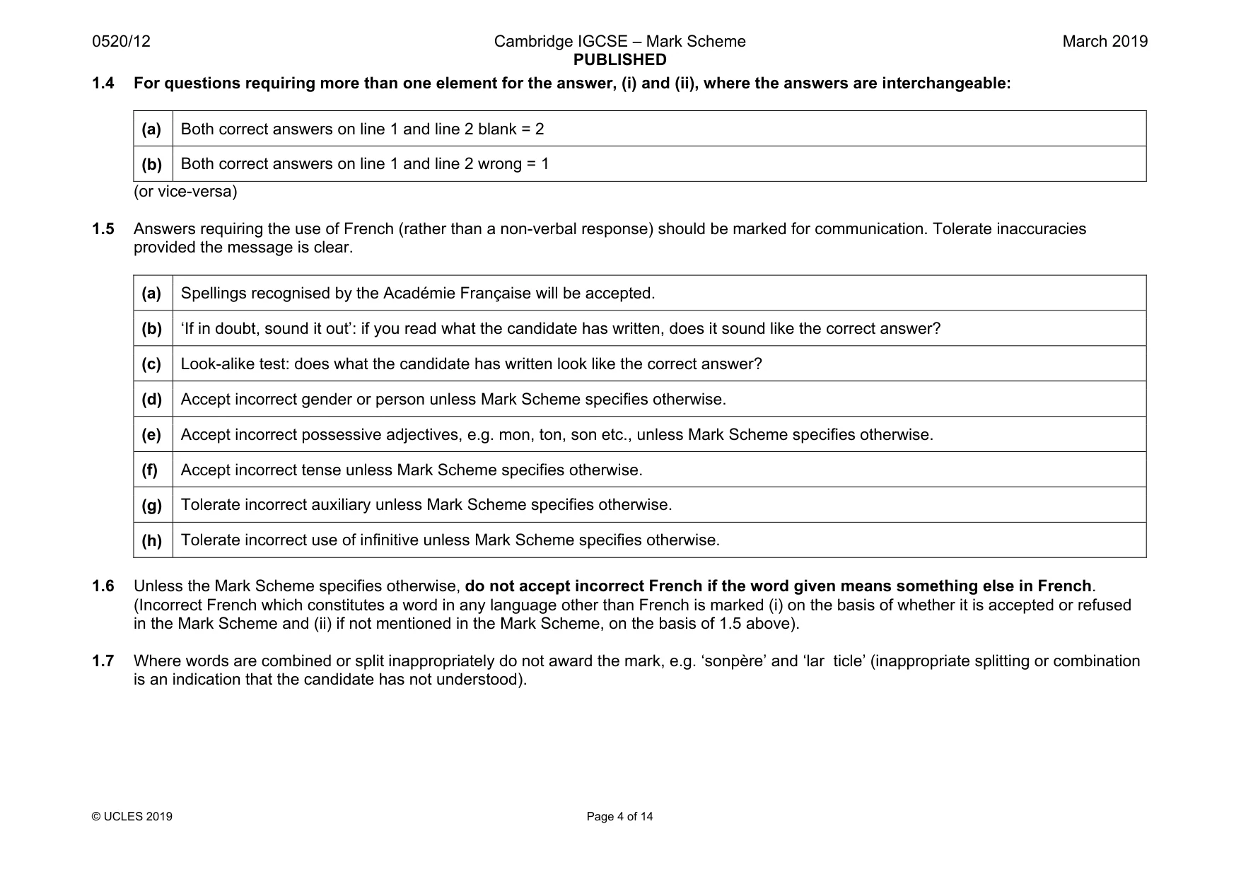 Mark scheme, page 4 of 14