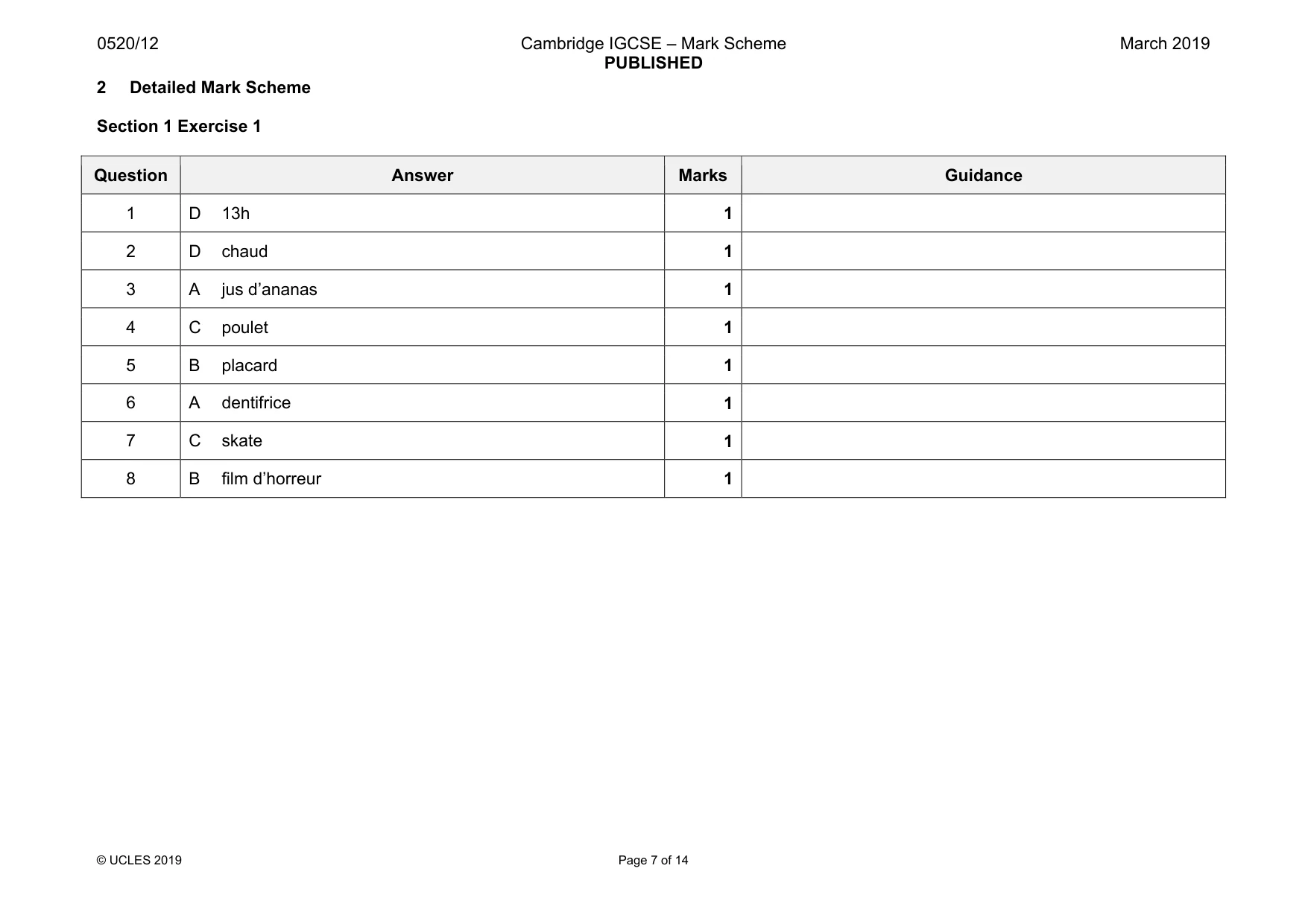 Mark scheme, page 7 of 14