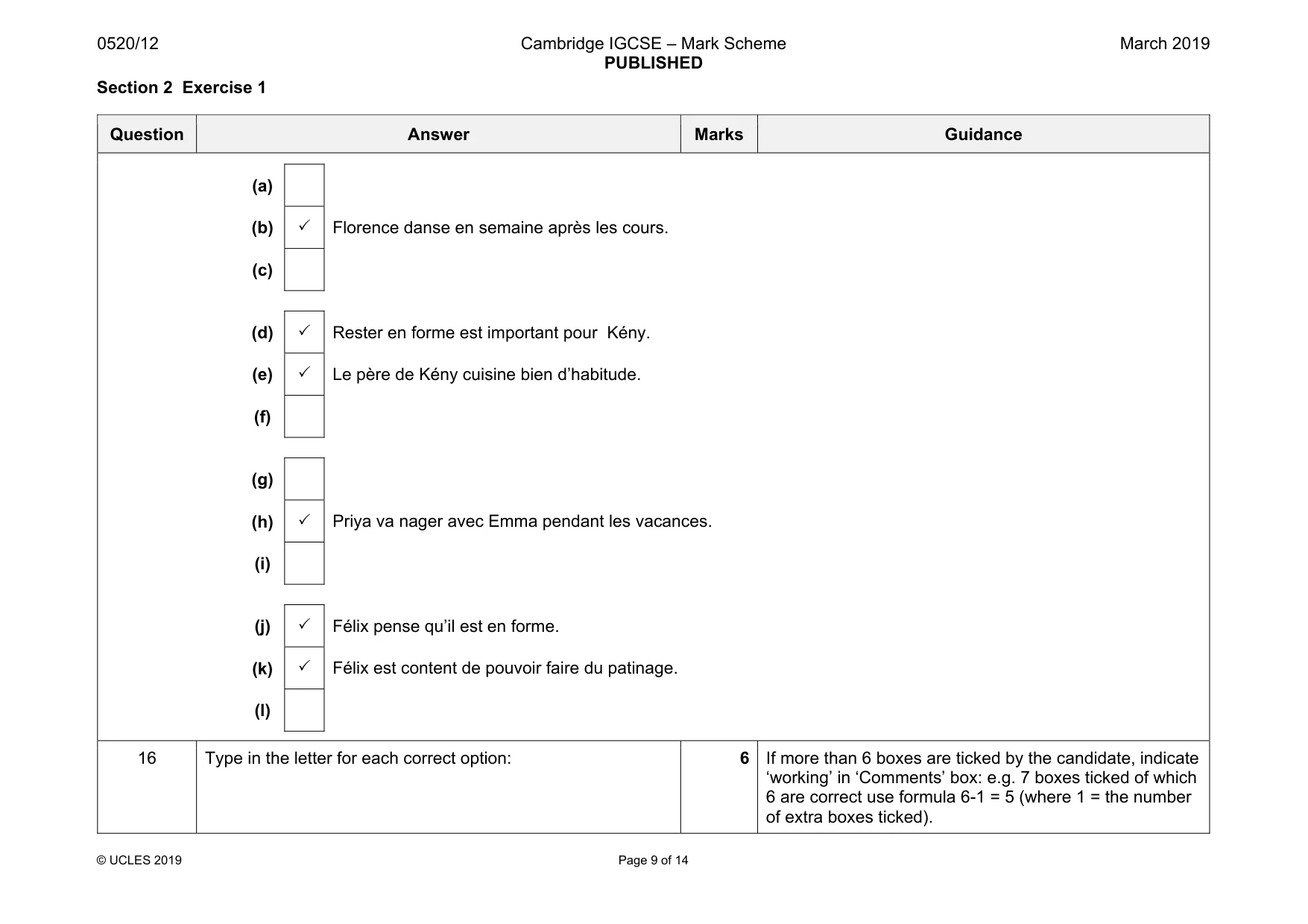 Mark scheme, page 9 of 14