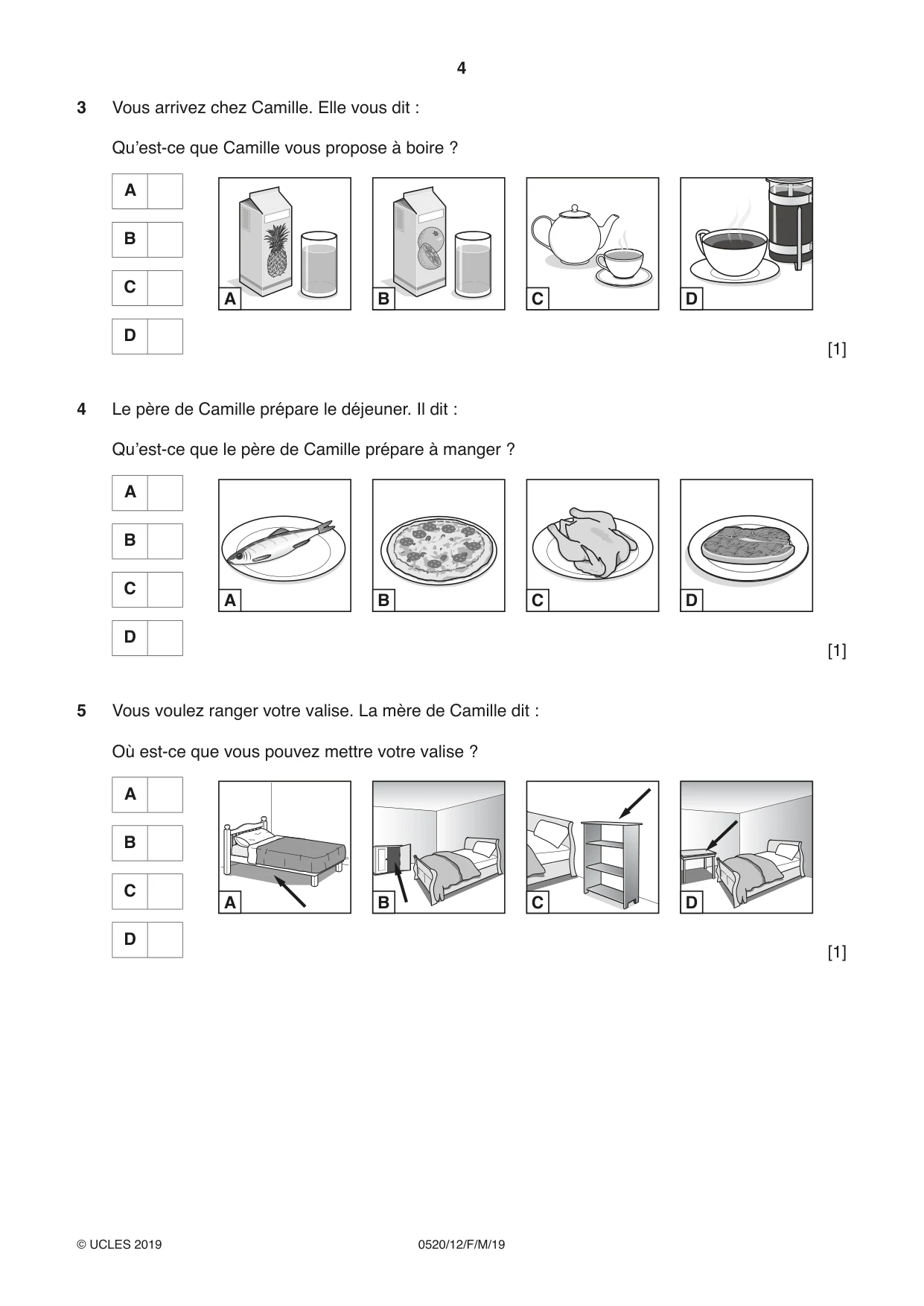Cambridge IGCSE French - Foreign Language 0520 2019 Feb/March Paper 1 · Variant 2 question paper, page 4 of 12