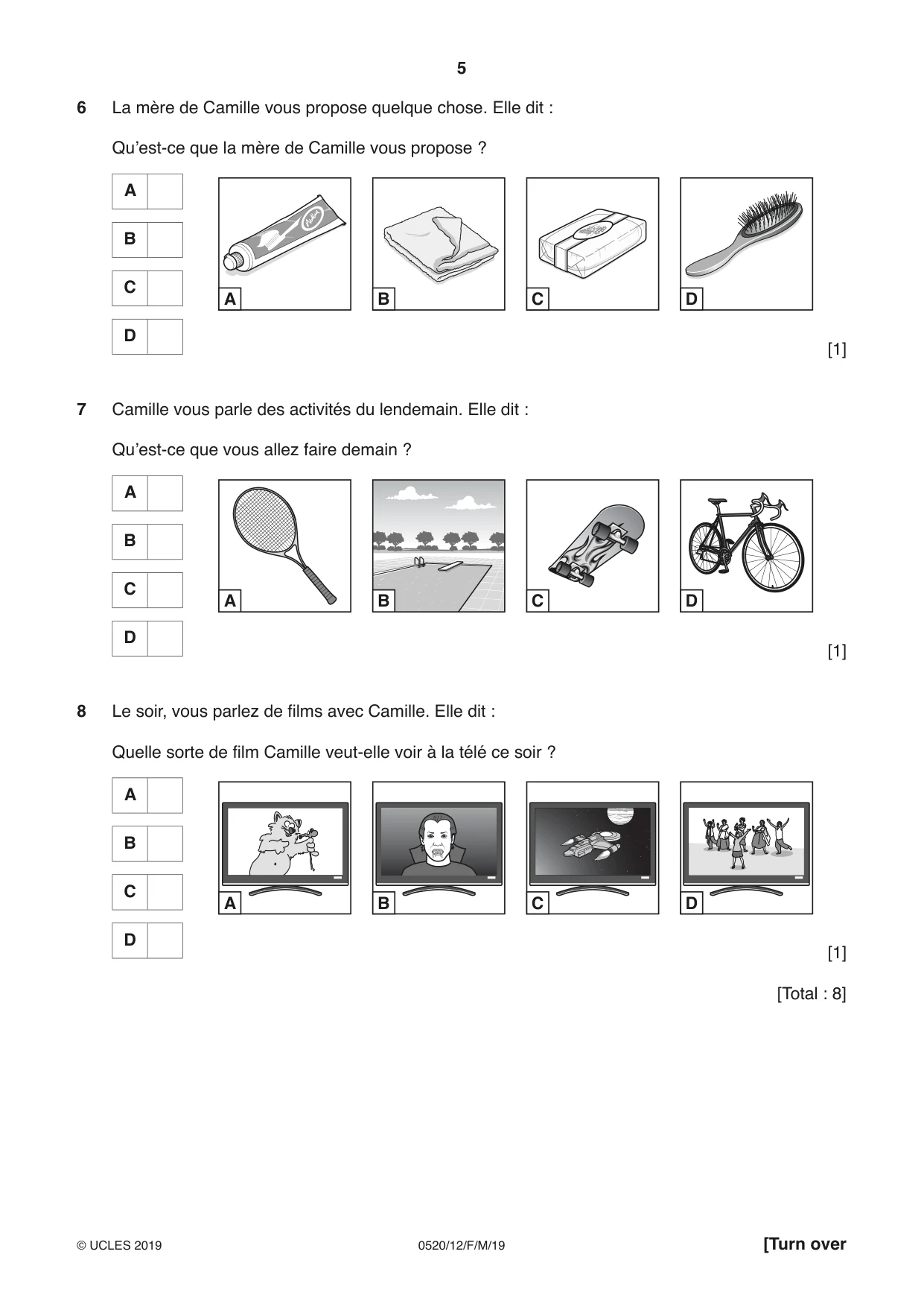 Cambridge IGCSE French - Foreign Language 0520 2019 Feb/March Paper 1 · Variant 2 question paper, page 5 of 12