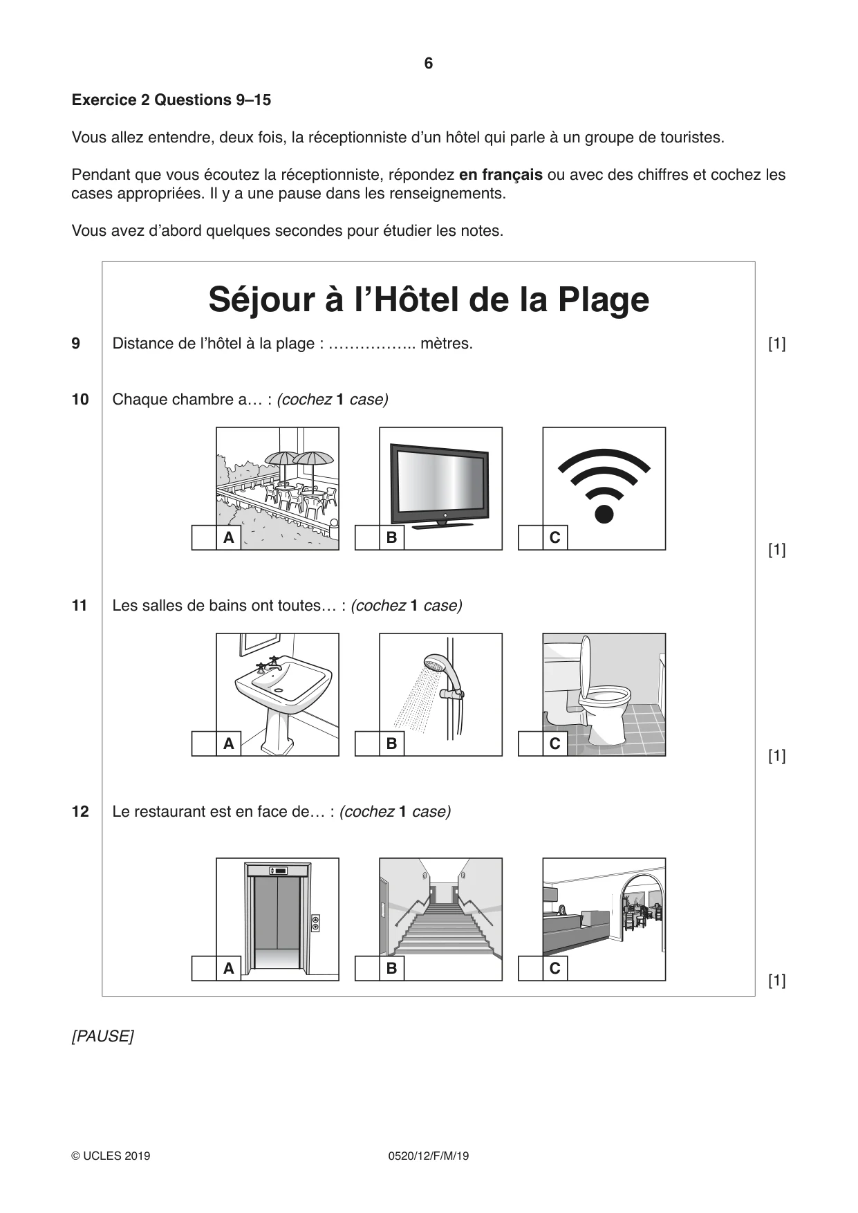 Cambridge IGCSE French - Foreign Language 0520 2019 Feb/March Paper 1 · Variant 2 question paper, page 6 of 12