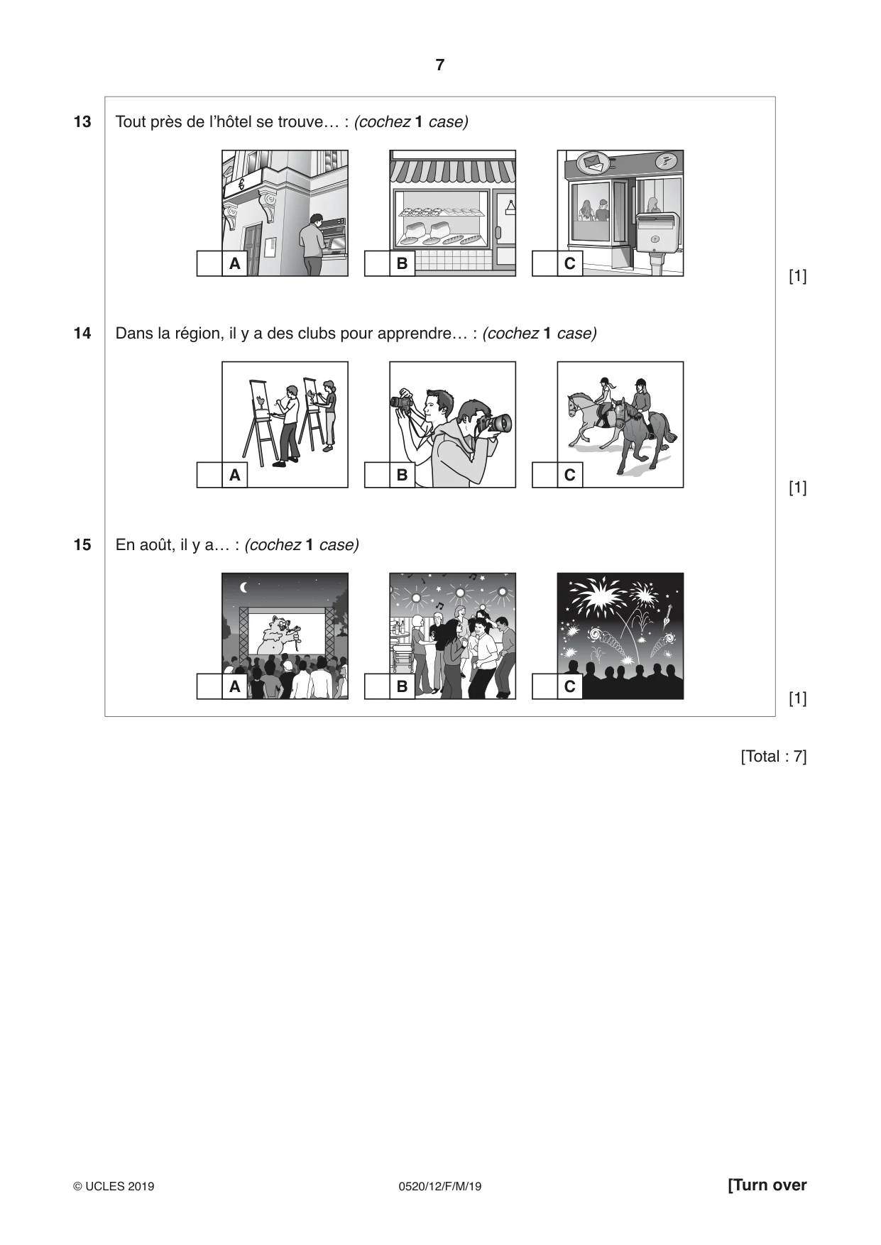 Cambridge IGCSE French - Foreign Language 0520 2019 Feb/March Paper 1 · Variant 2 question paper, page 7 of 12