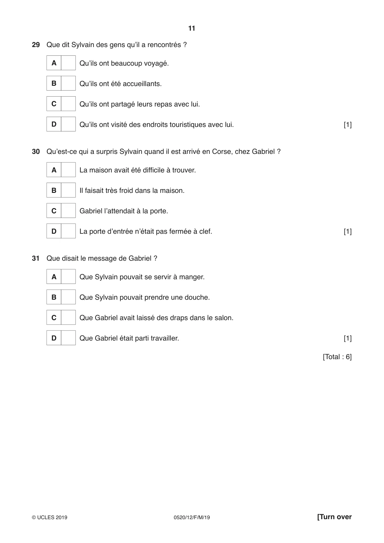 Cambridge IGCSE French - Foreign Language 0520 2019 Feb/March Paper 1 · Variant 2 question paper, page 11 of 12