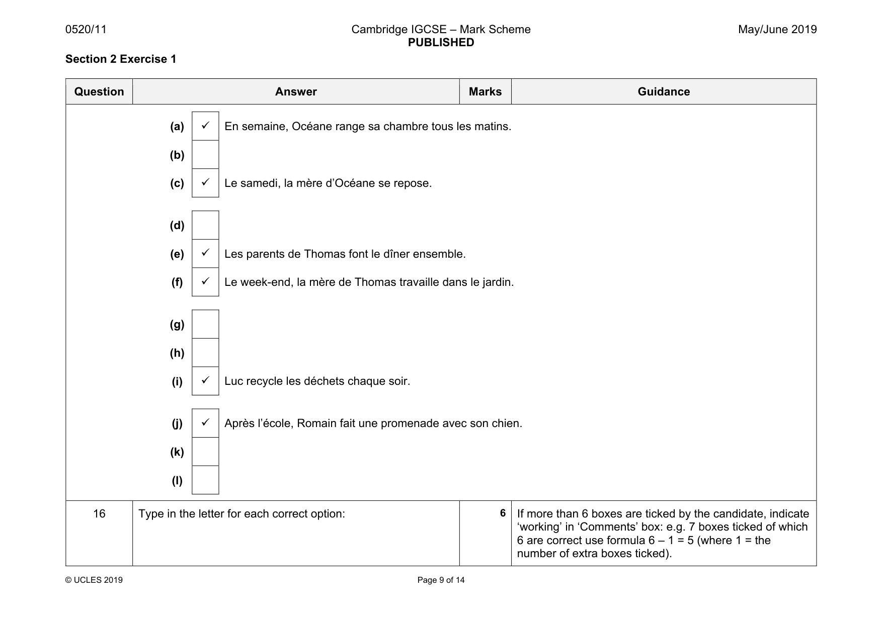 Mark scheme, page 9 of 14