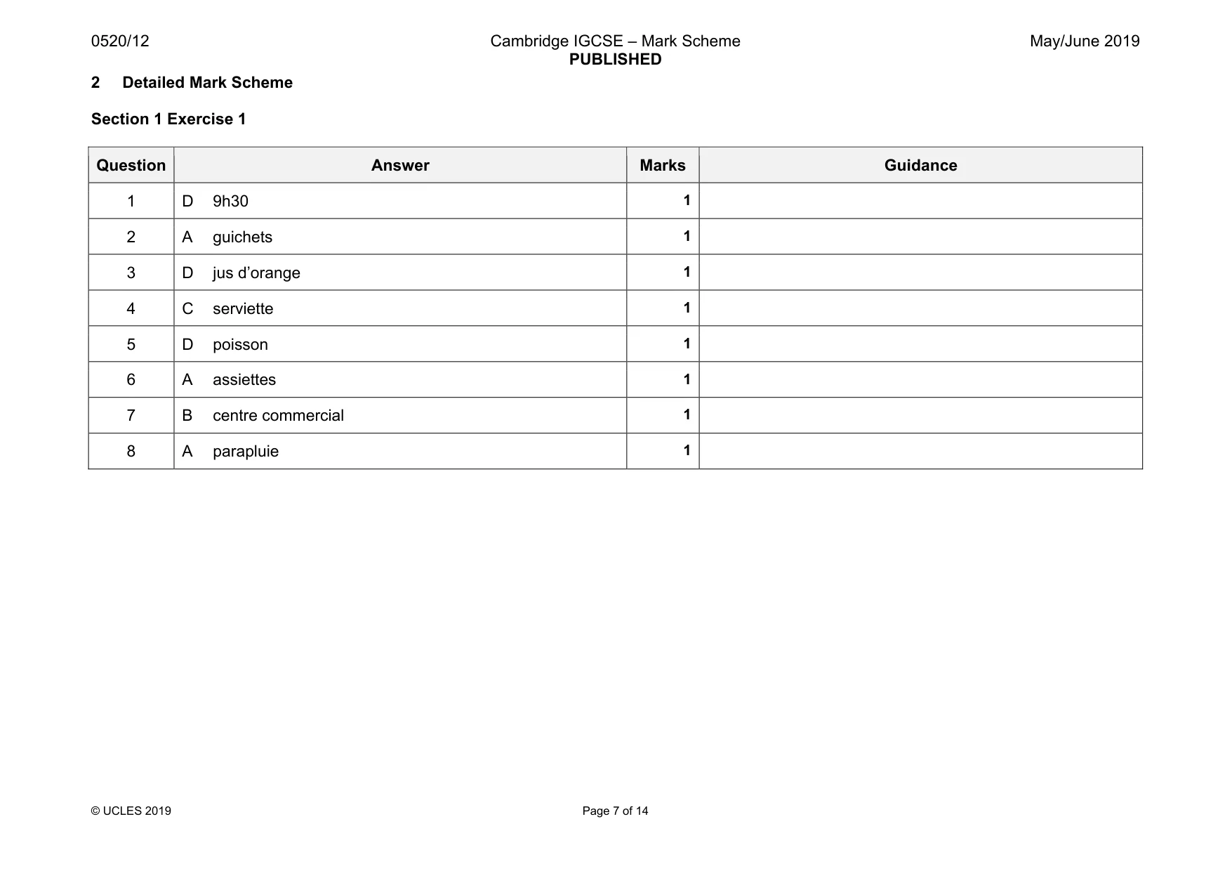 Mark scheme, page 7 of 14