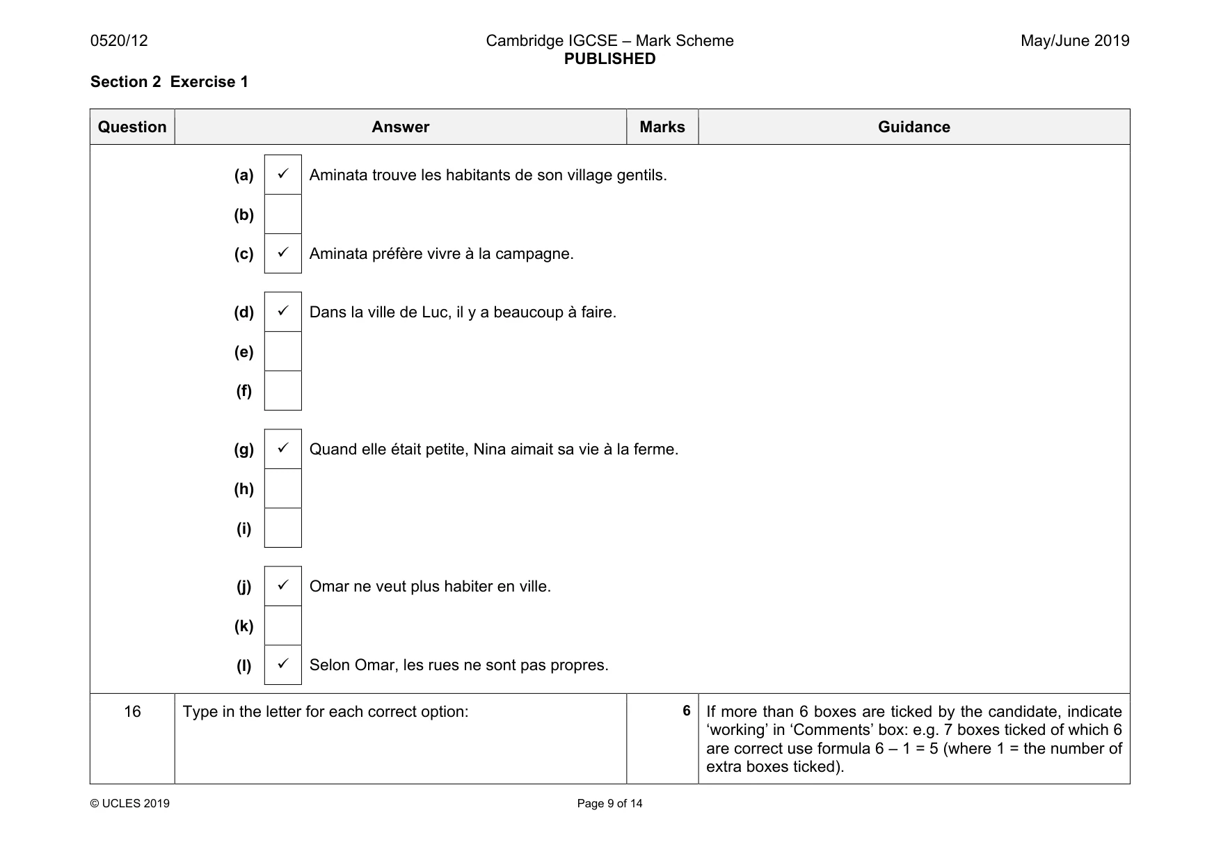 Mark scheme, page 9 of 14
